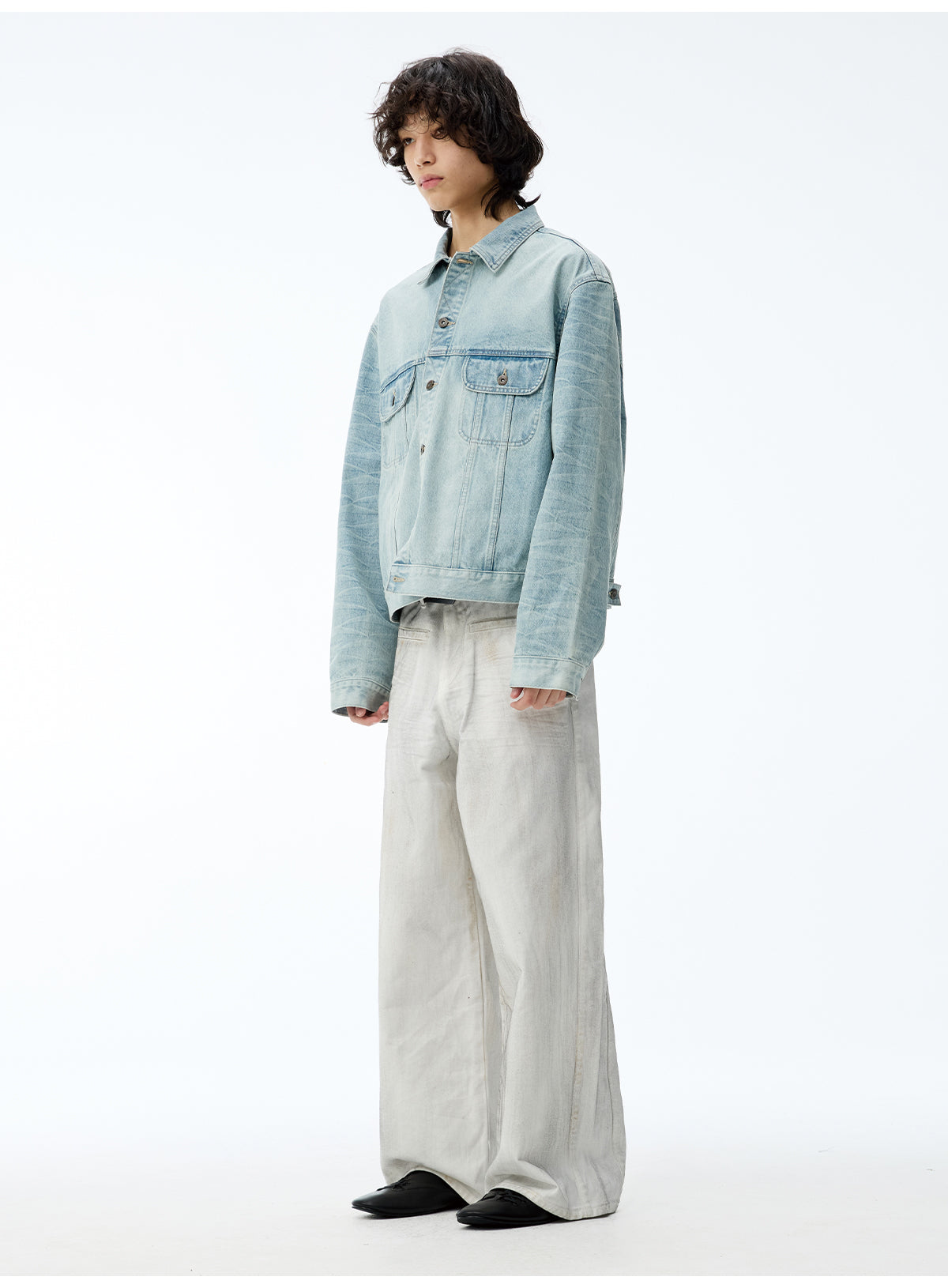 Heavy-weight washed denim pants