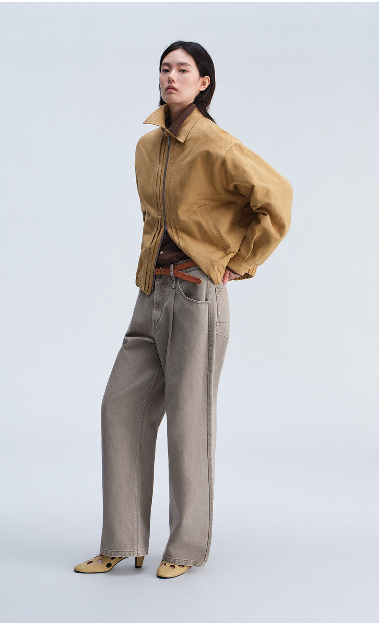 Single-Tuck Denim Pants