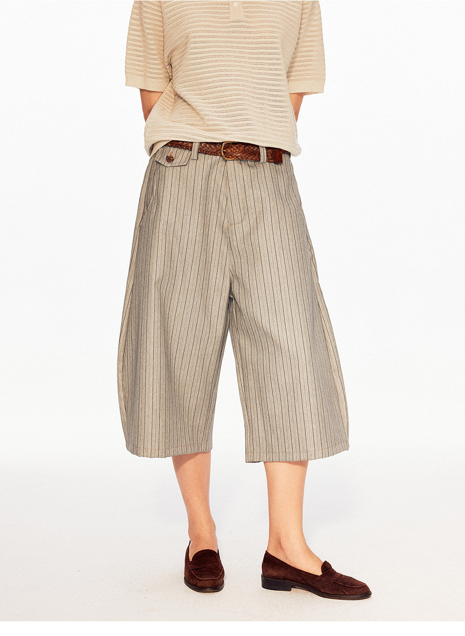 Striped Wide-Leg Shorts