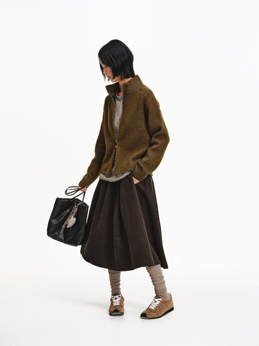 Contrast Textured Rib Cardigan