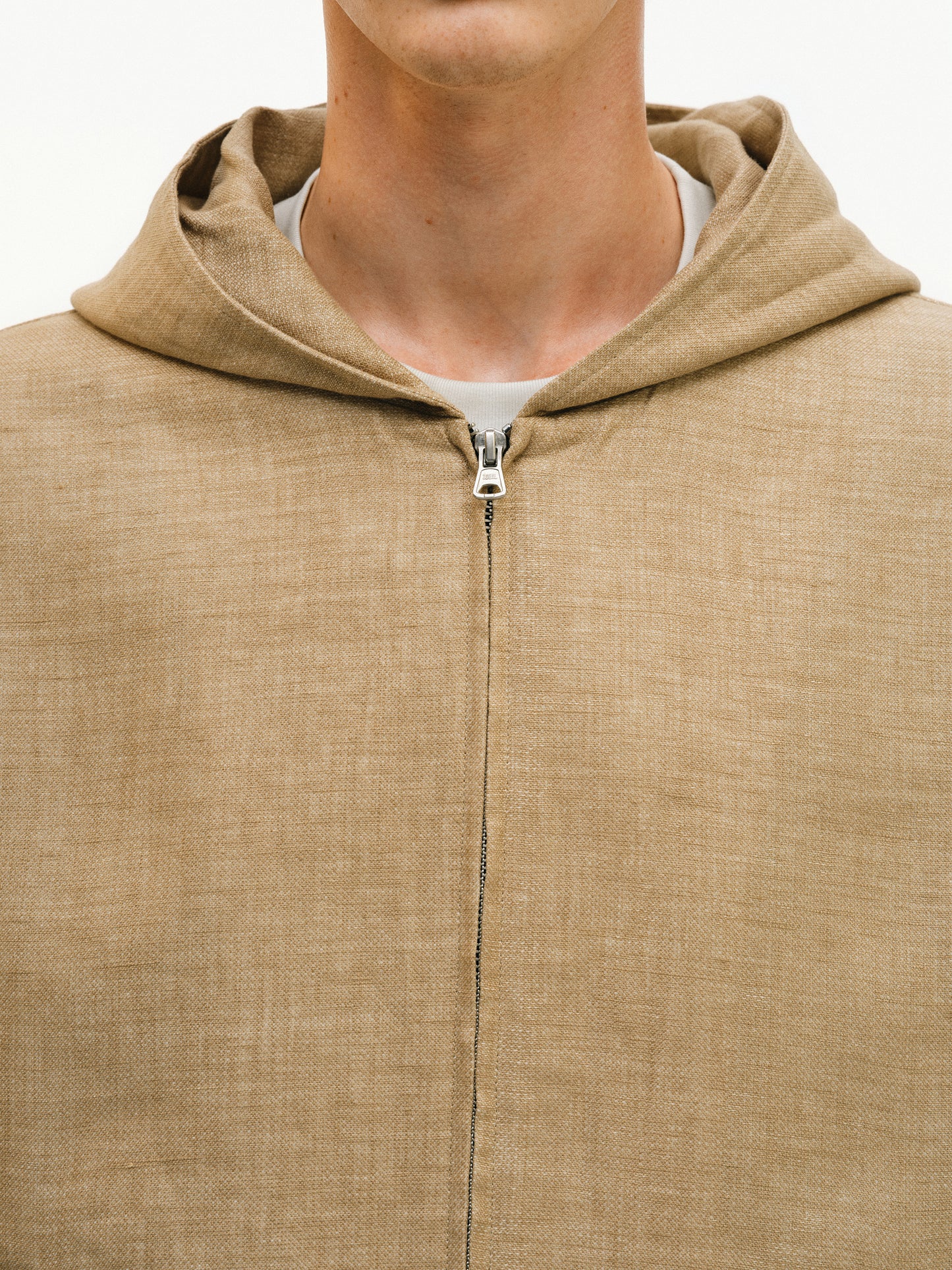 Linen-blend hooded jacket
