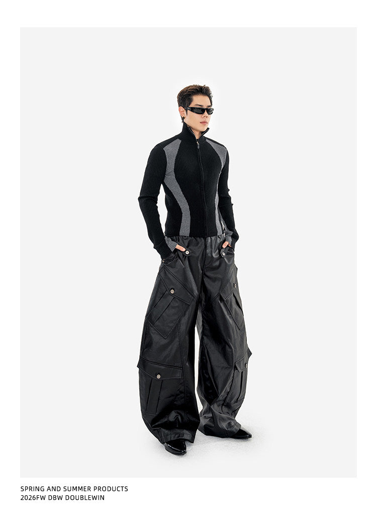 Wax-Finished Multi-Pocket Work Pants