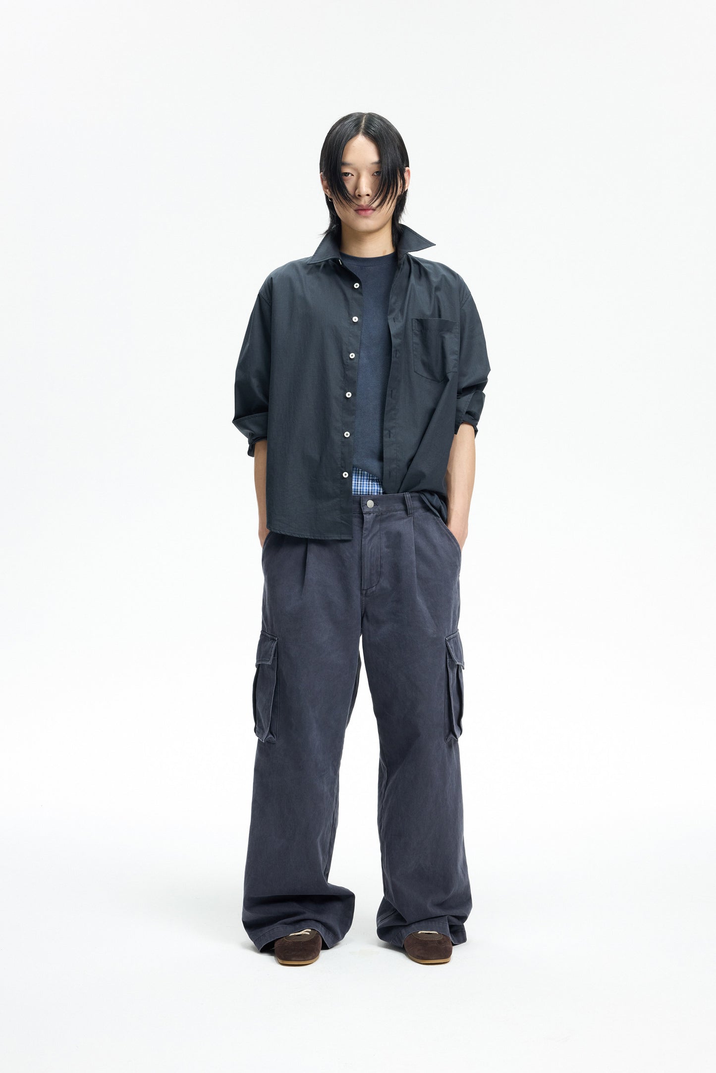 Wash-Finish Straight-Leg Cargo Pants
