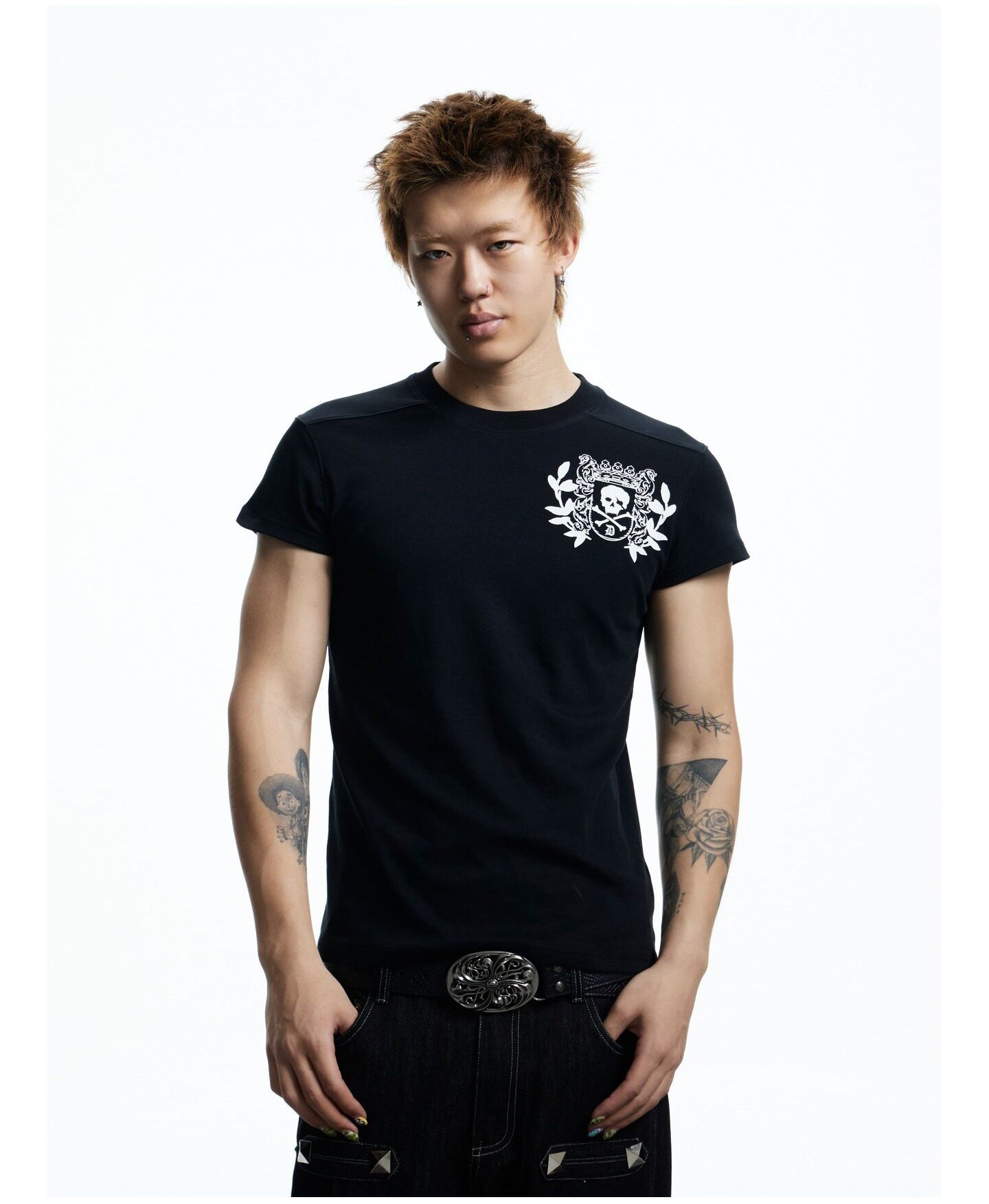 Skeleton Print  Slim-Fit T-Shirt