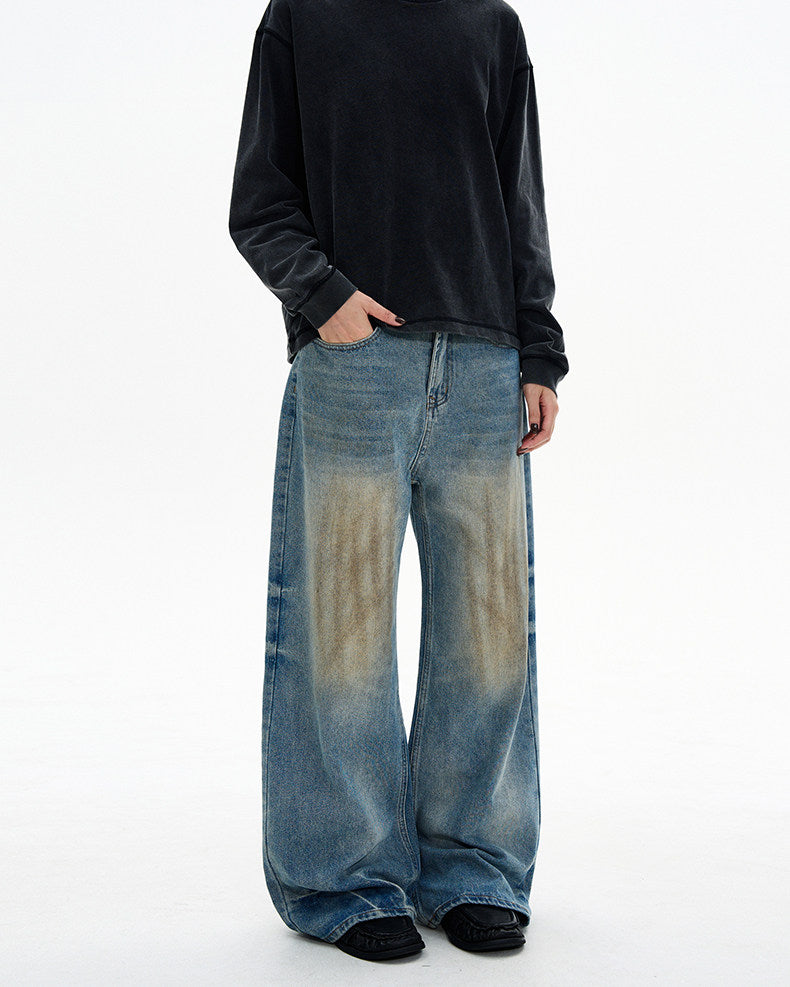 Loose Fit Retro Wash Jeans