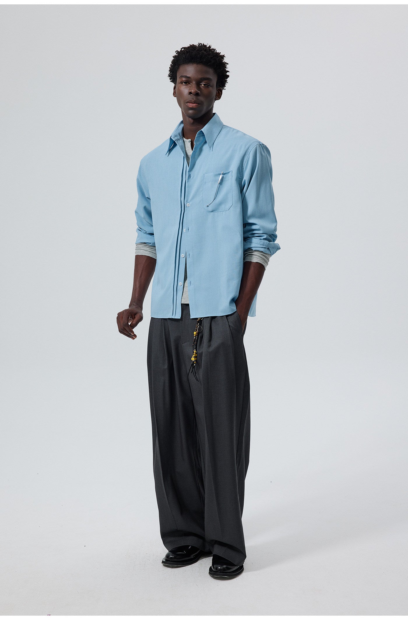 Wrinkle-Resistant Pleated Casual Pants