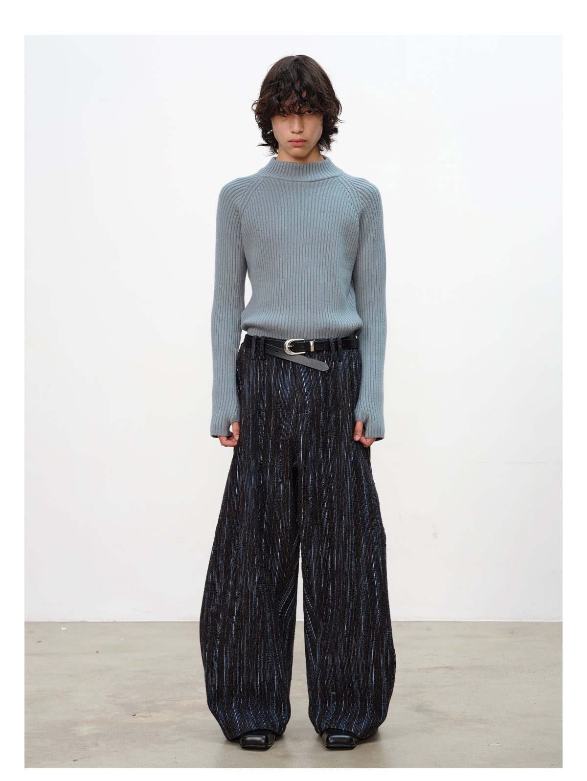 Pleated Jacquard Casual Pants