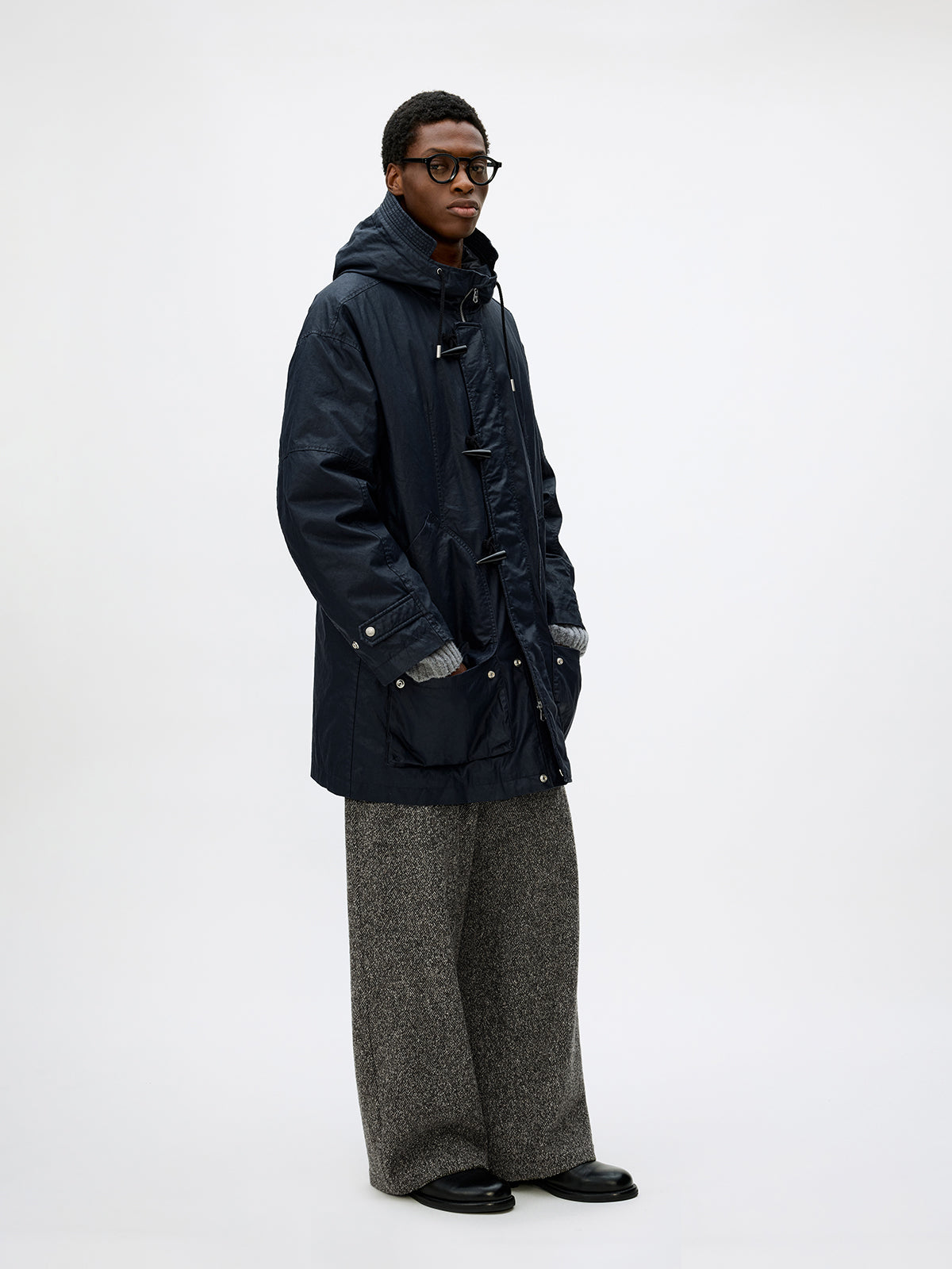 Hooded Toggle Button Coat
