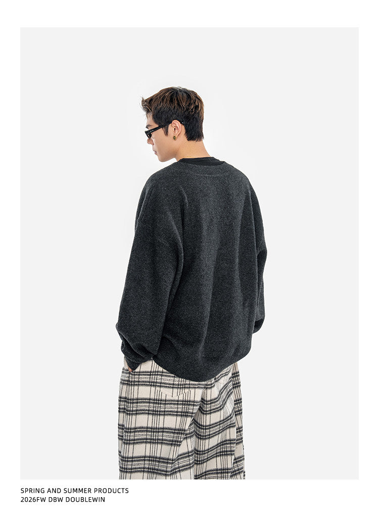 Oversized Wool-Blend V-Neck Sweater