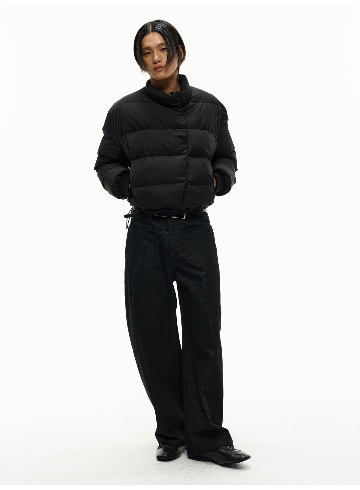 Reverse-brushed denim jeans