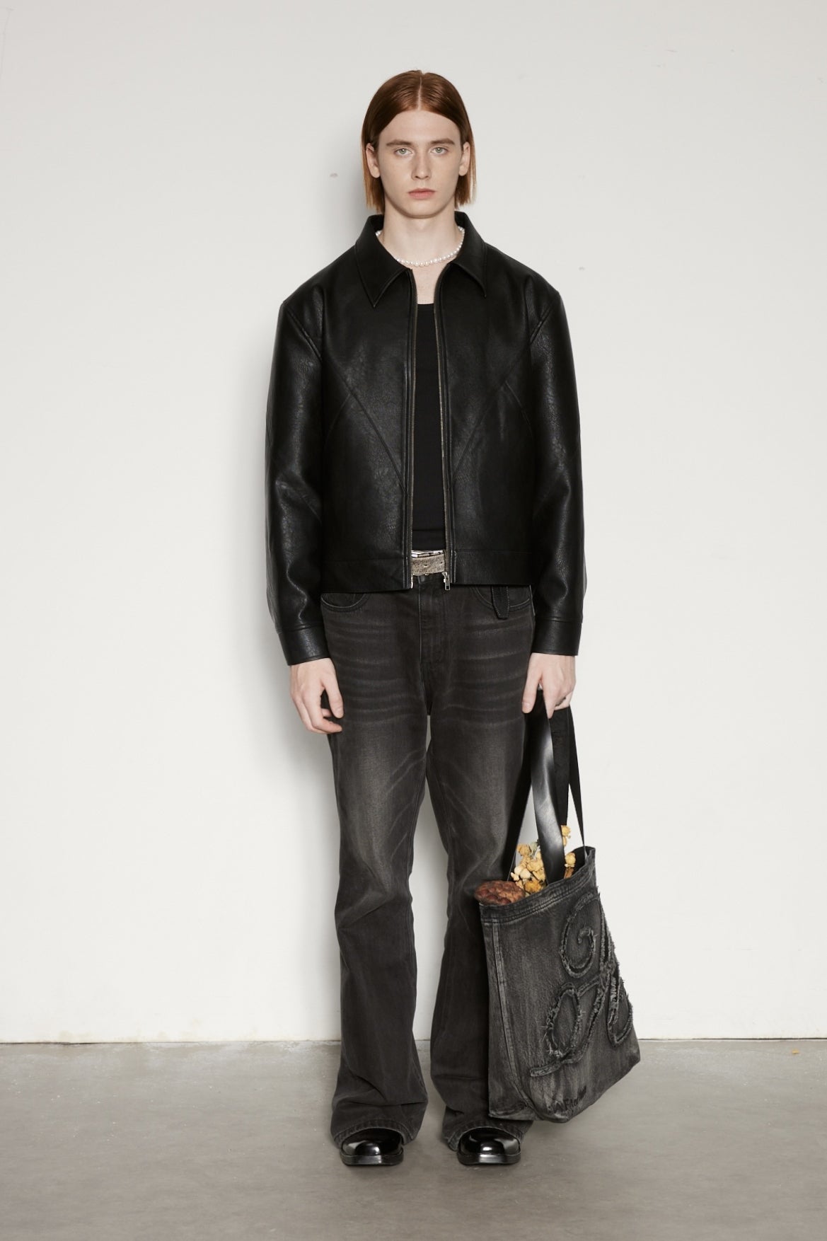 Imported textured PU leather jacket