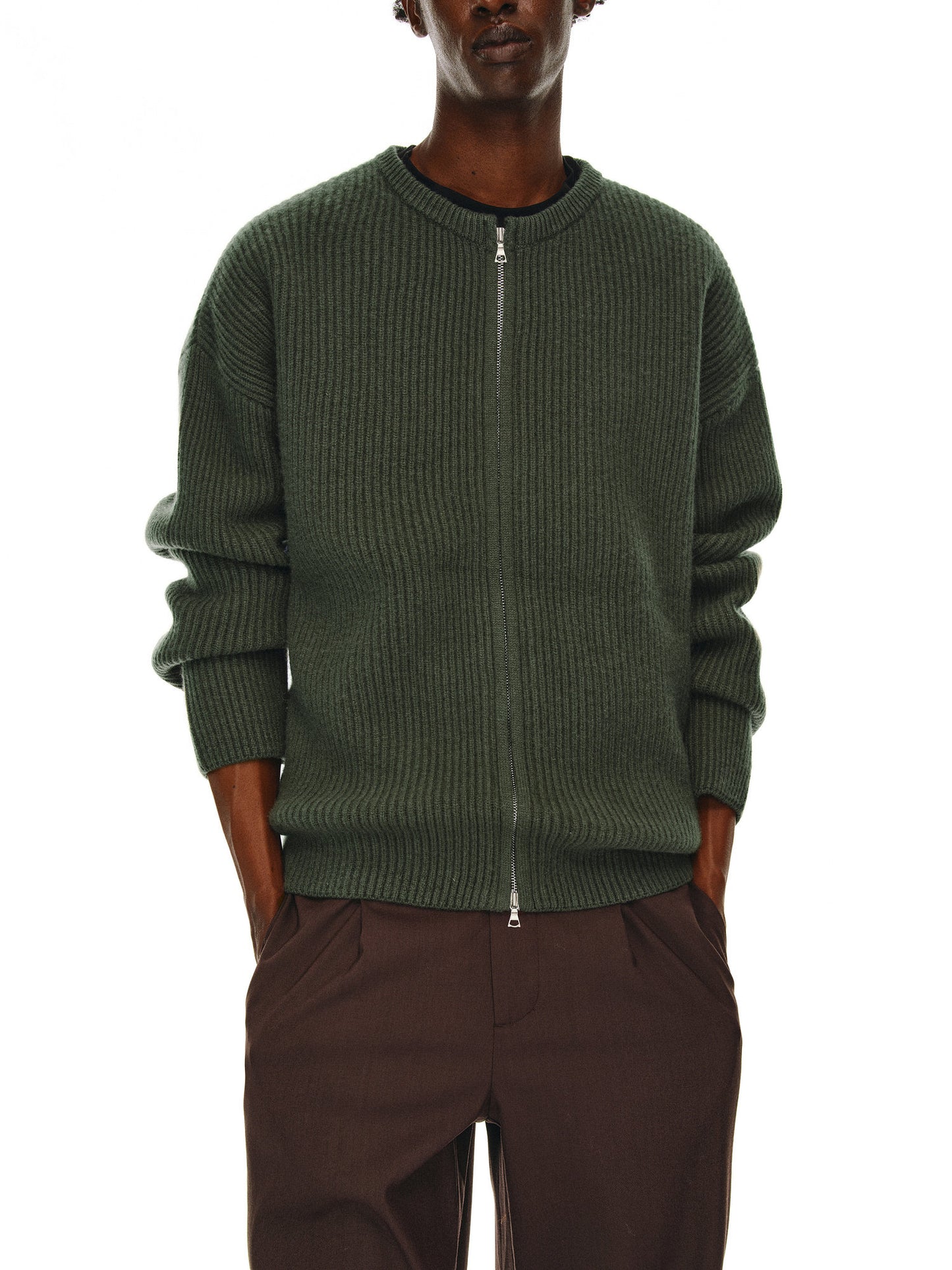 Heavyweight Rib Zipper Cardigan