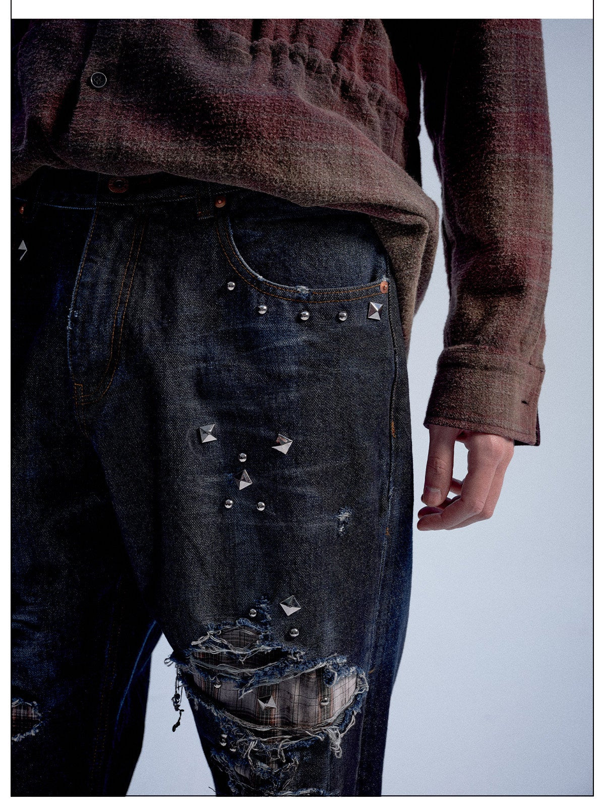Vintage-Style Rivet-Accent Jeans