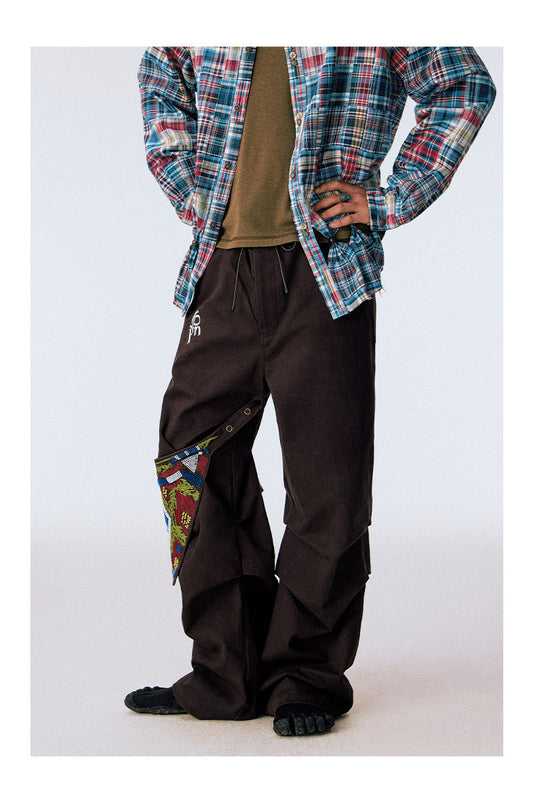 Pleated Washed Work Pants