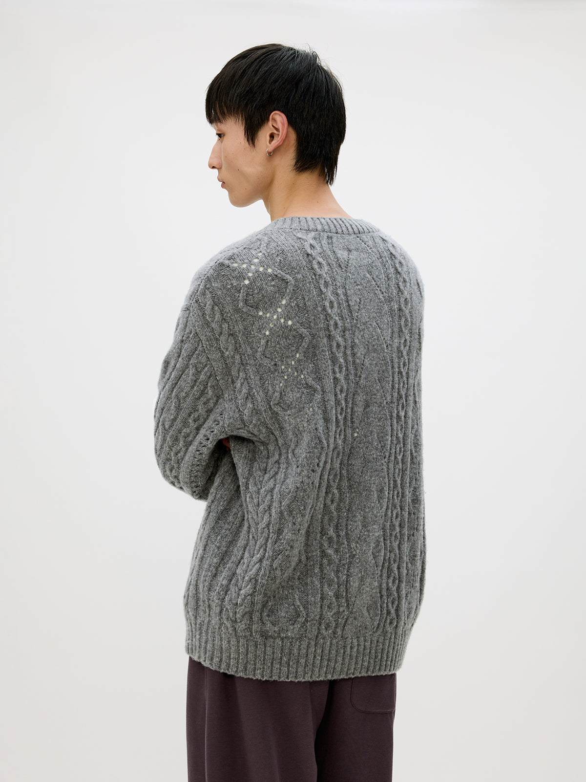 V-neck cable knit sweater