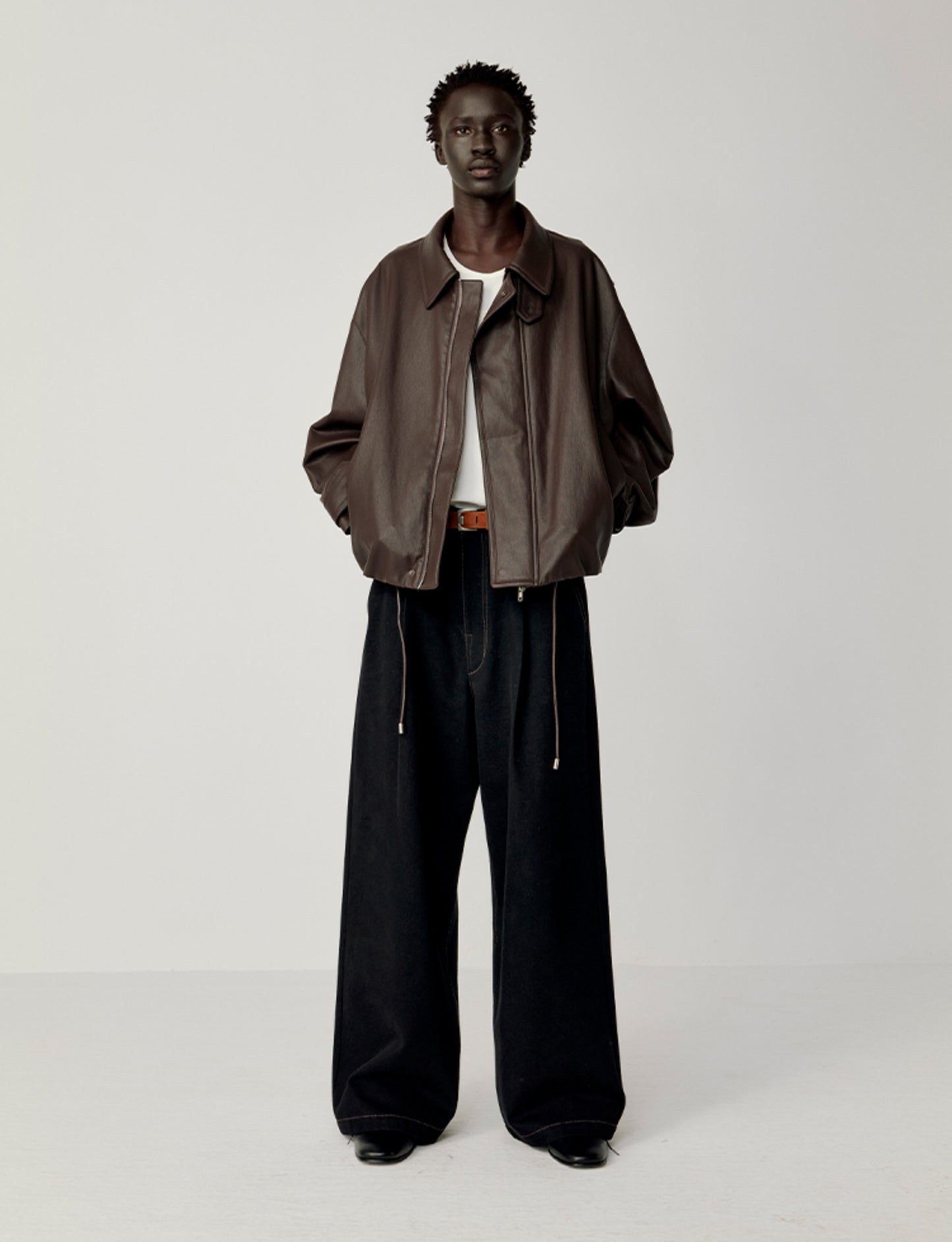 Accordion-Pleated Leather Jacket