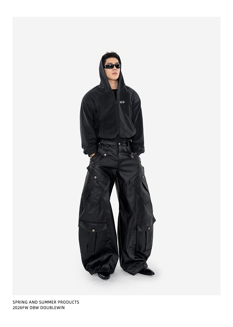 Wax-Finished Multi-Pocket Work Pants