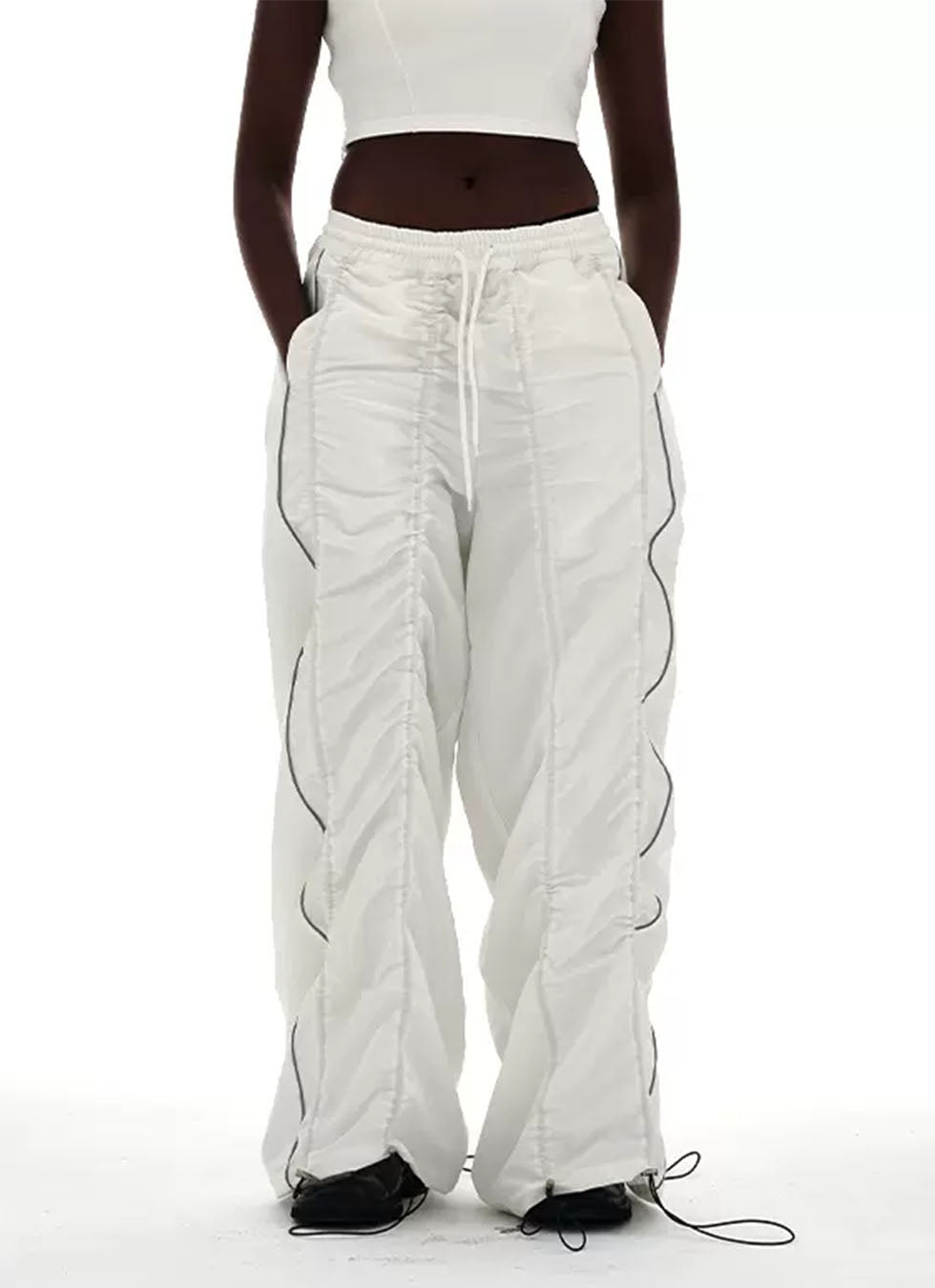 Splicing silhouette loose casual pants