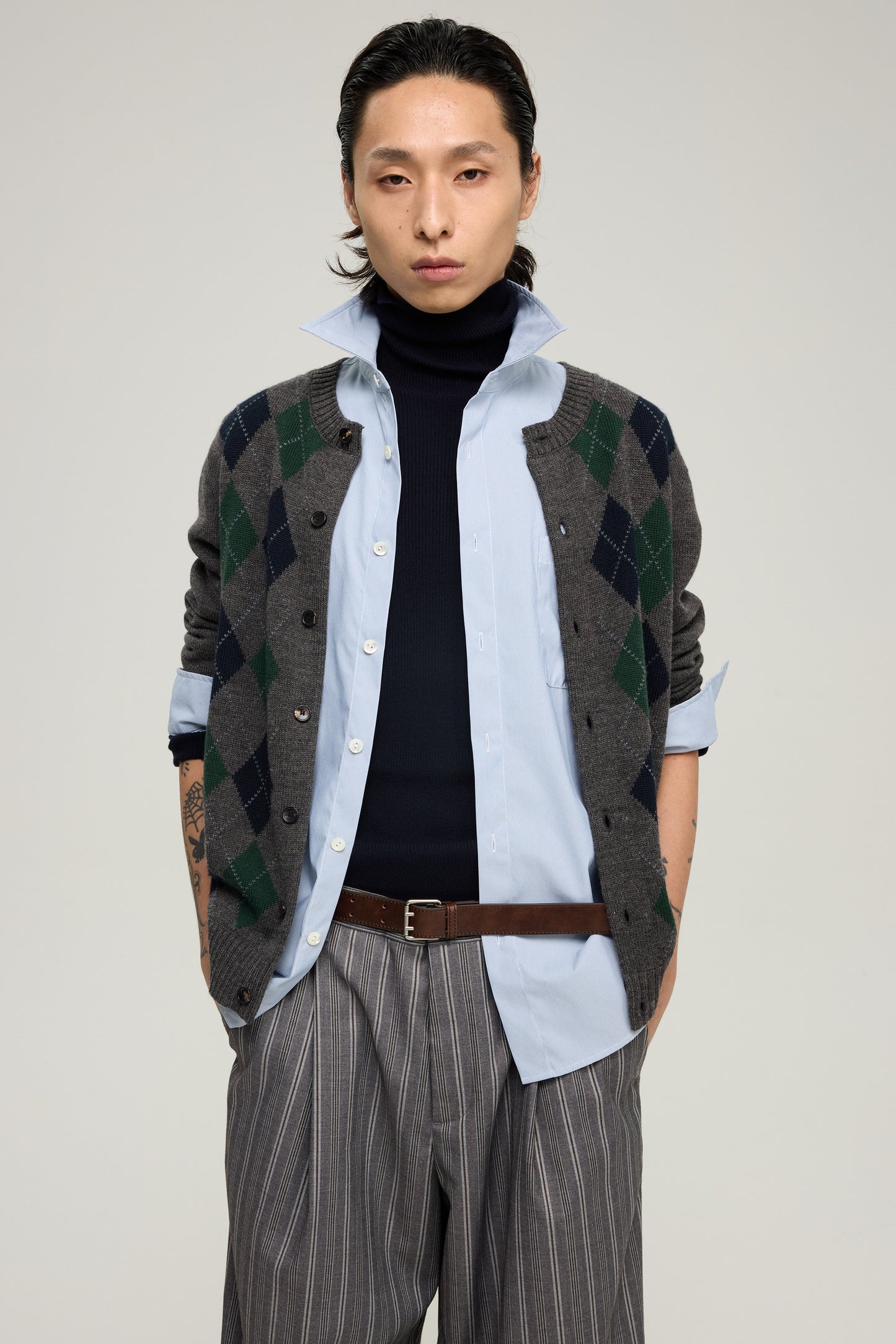 Diamond Jacquard Wool-Blend Cardigan