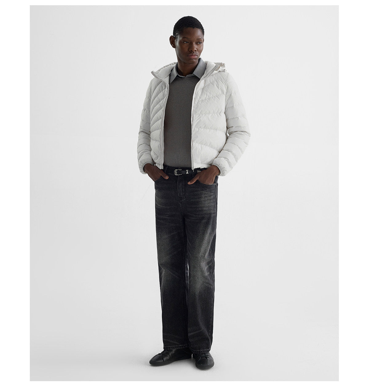Embossed Straight-Line Quilted Down Jacket