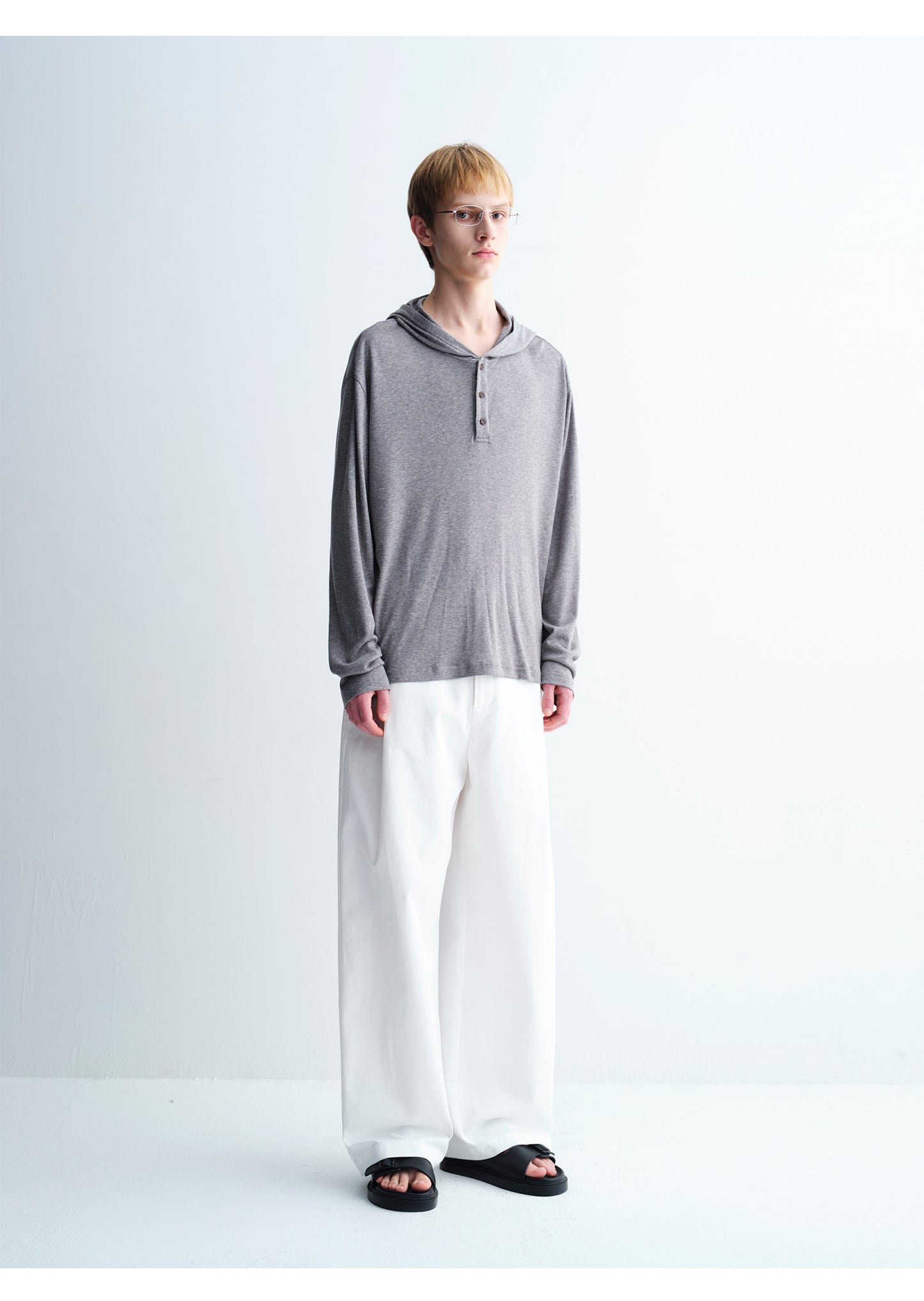 Cotton Textured Wide-Leg Pants