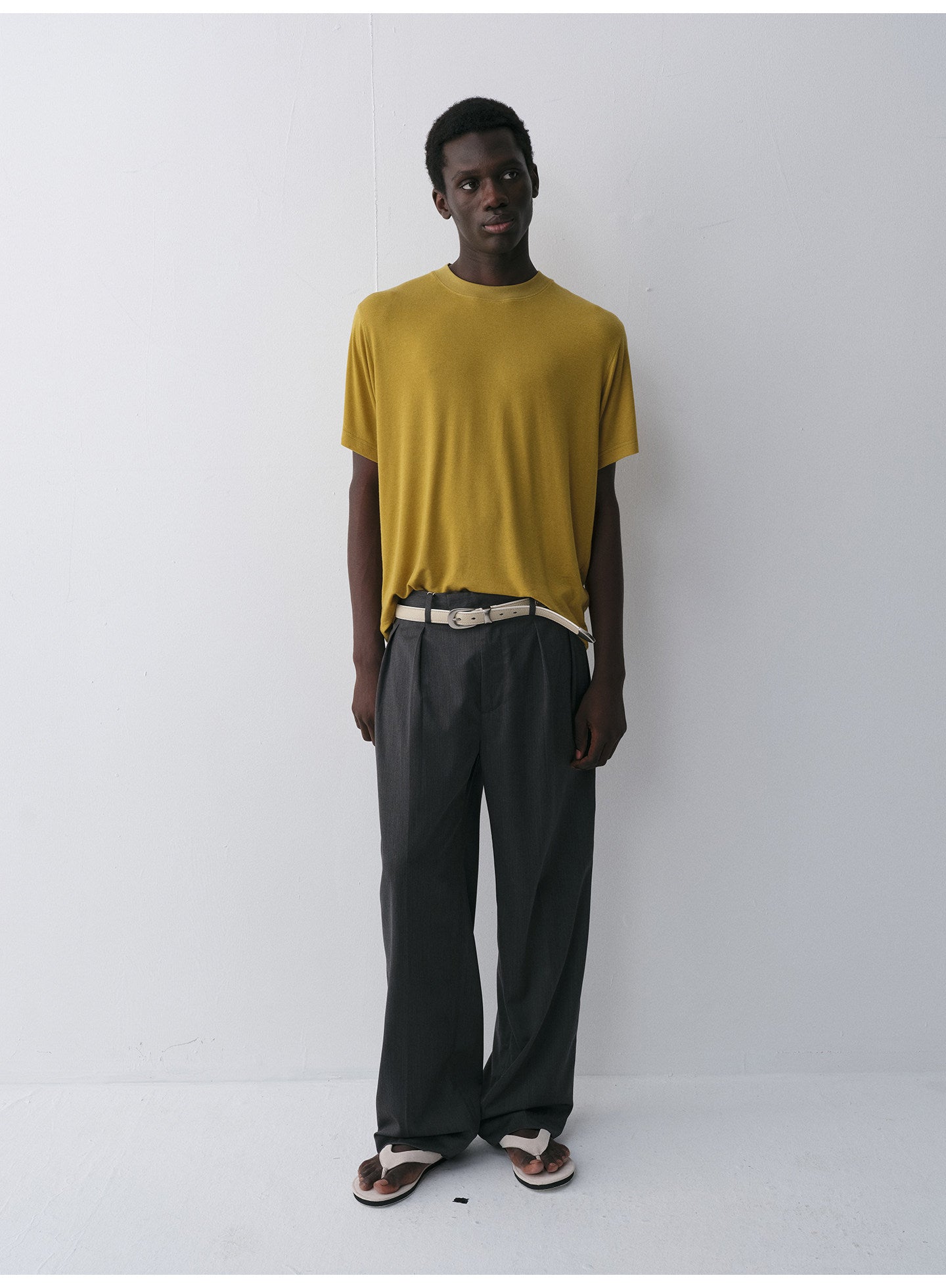 Tencel & Wool Blend Crew Neck T-Shirt