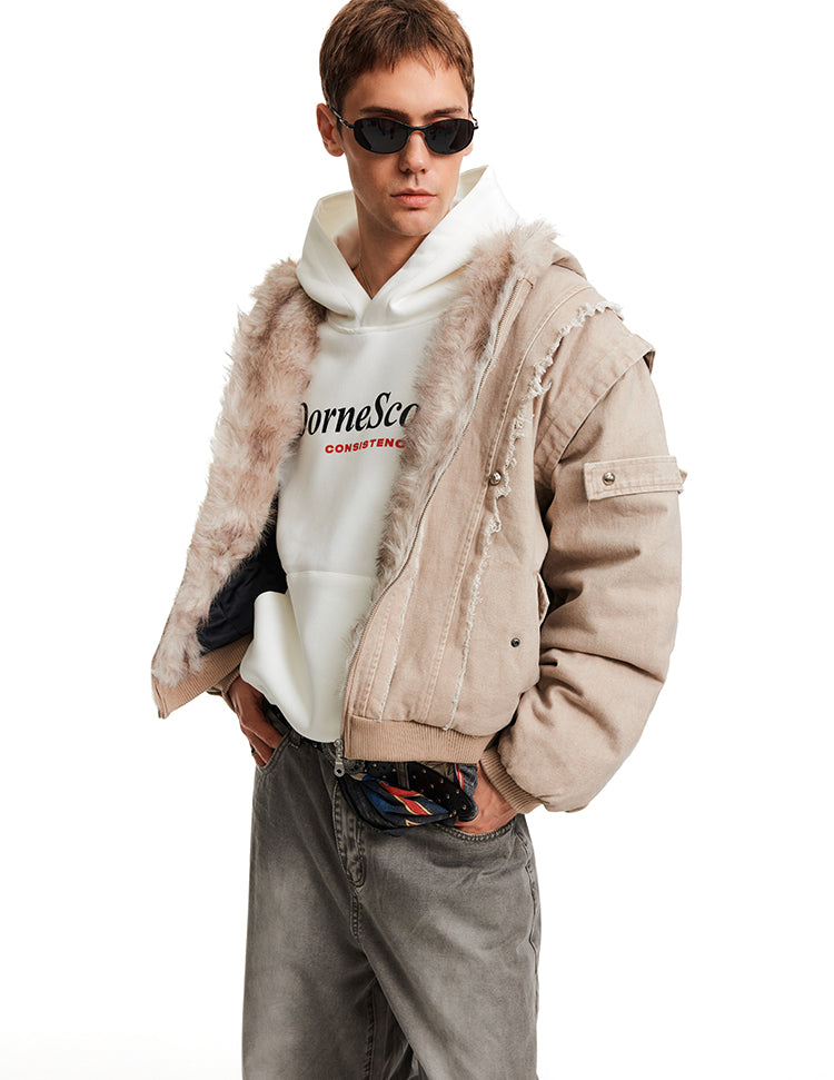 Distressed-look padded jacket