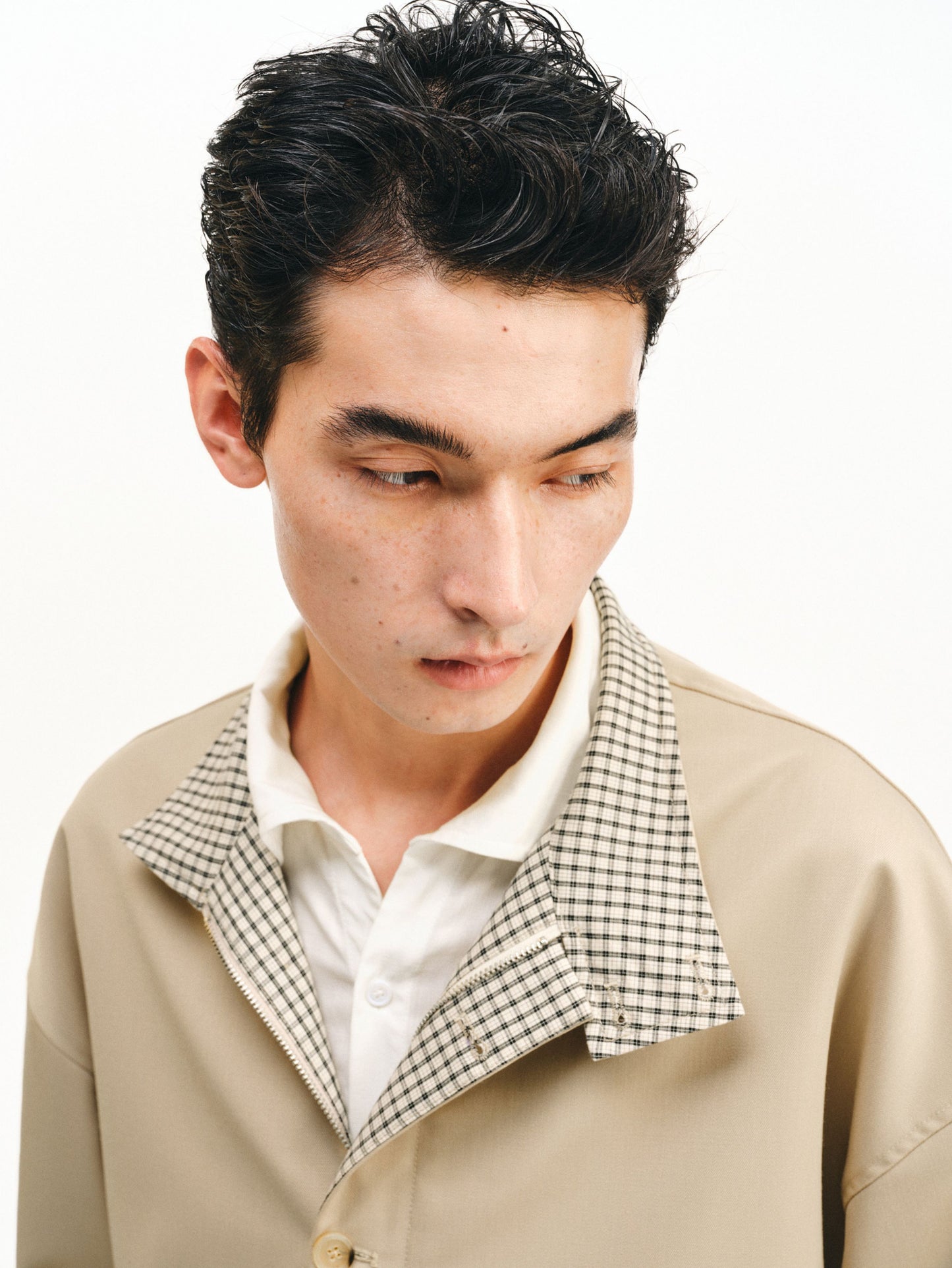 Checkered Splicing Harrington Jacket