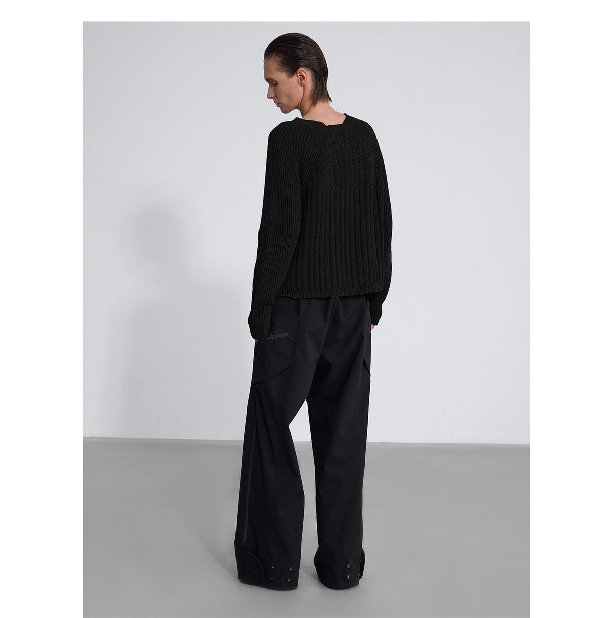 Openwork Raglan Short-Sleeve Knit Sweater