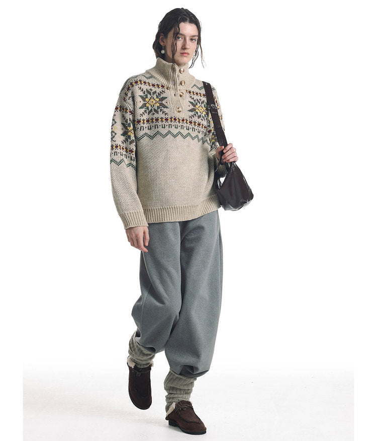 Wool Blend Color Block Sweater