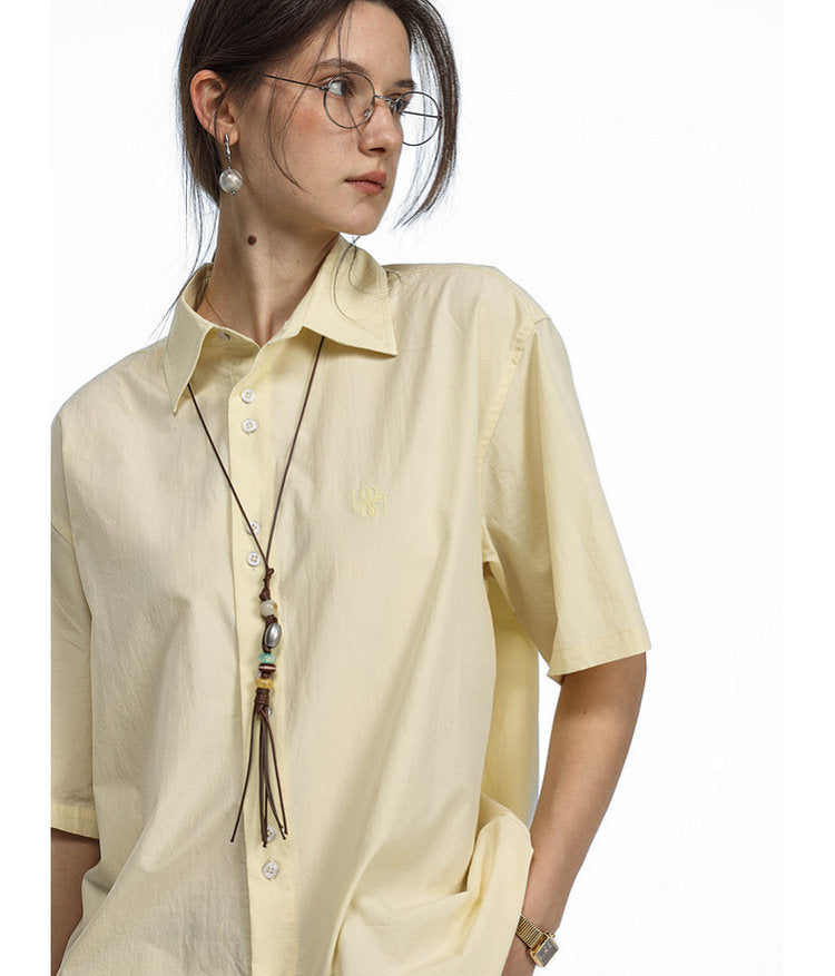 Embroidered Beaded Necklace Shirt