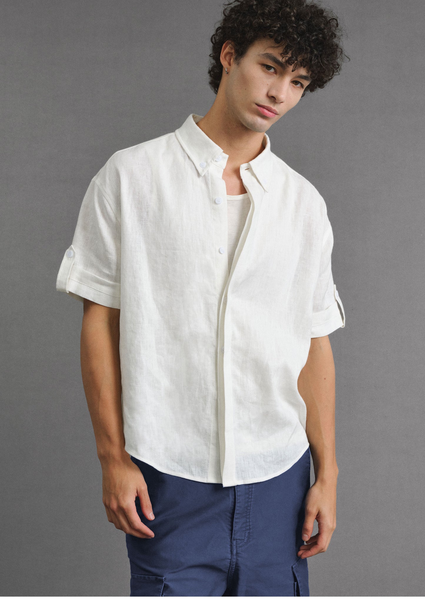 Basic Shirt with Roll-Up Sleeves