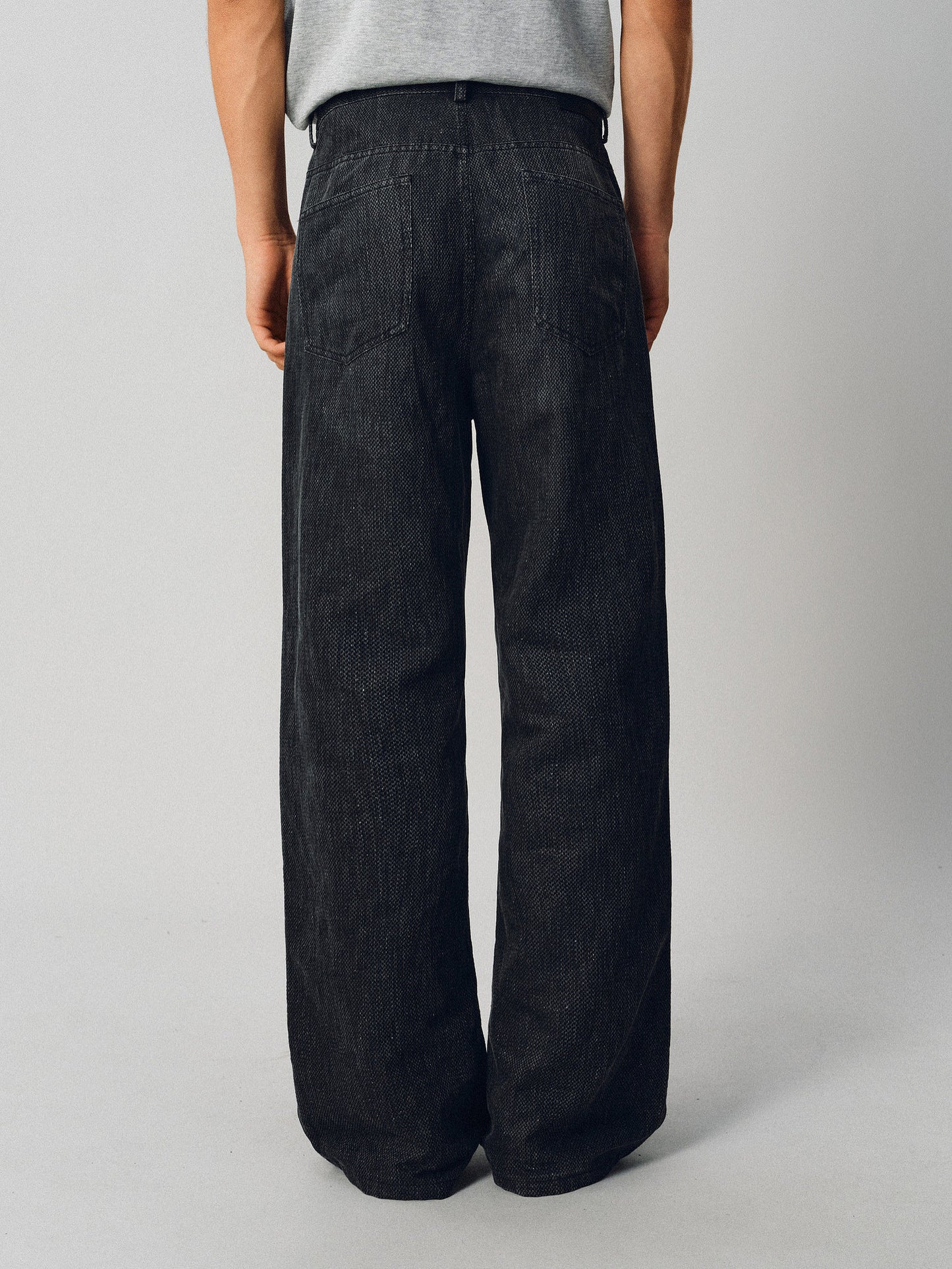 Waxed Micro-Flared Washed Denim Pants