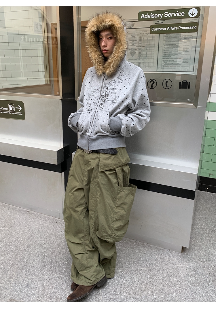 Heart-Print Polka Dot Hooded Sweatshirt