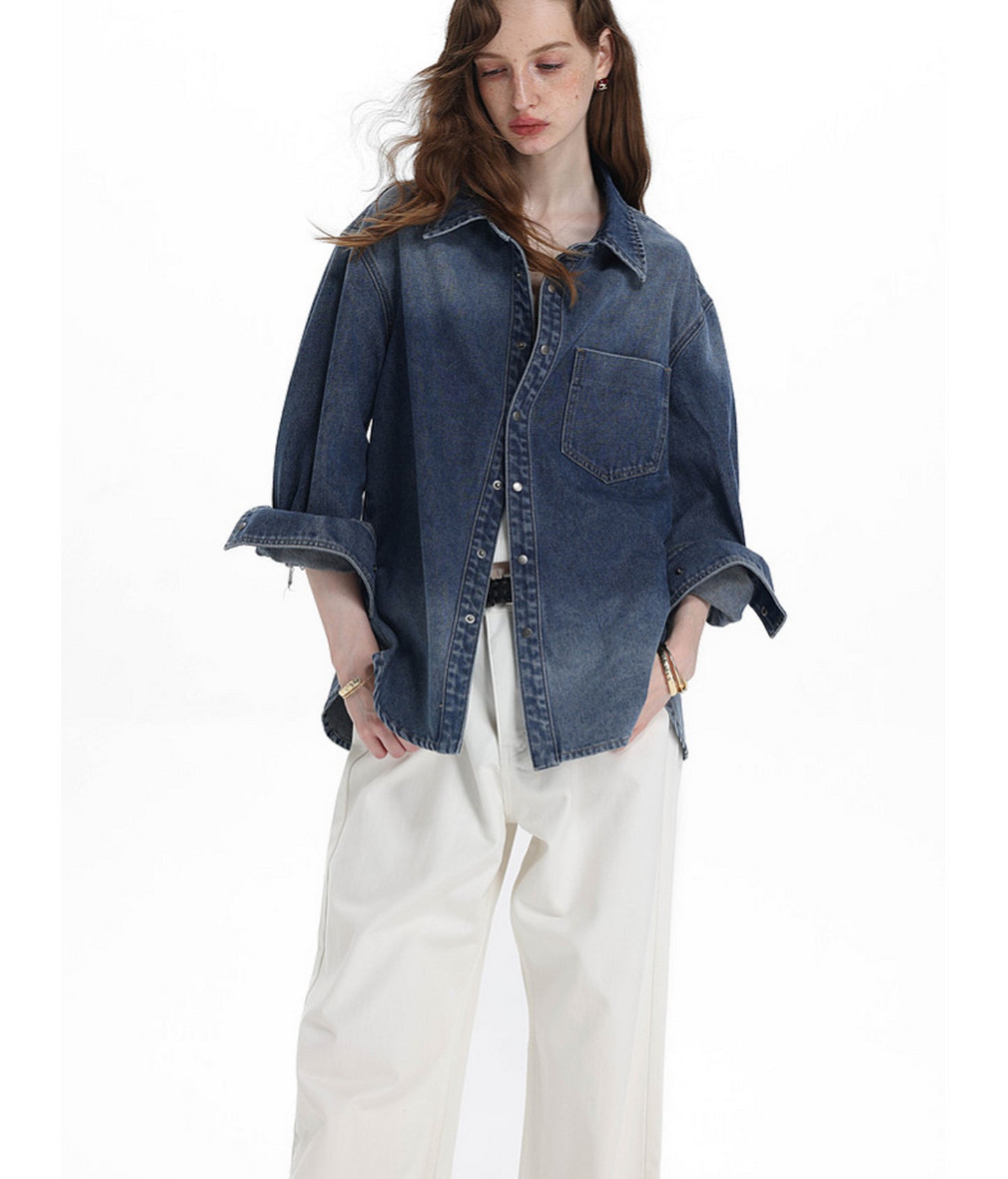 Vintage Relaxed-Fit Two-Tone Denim Shirt