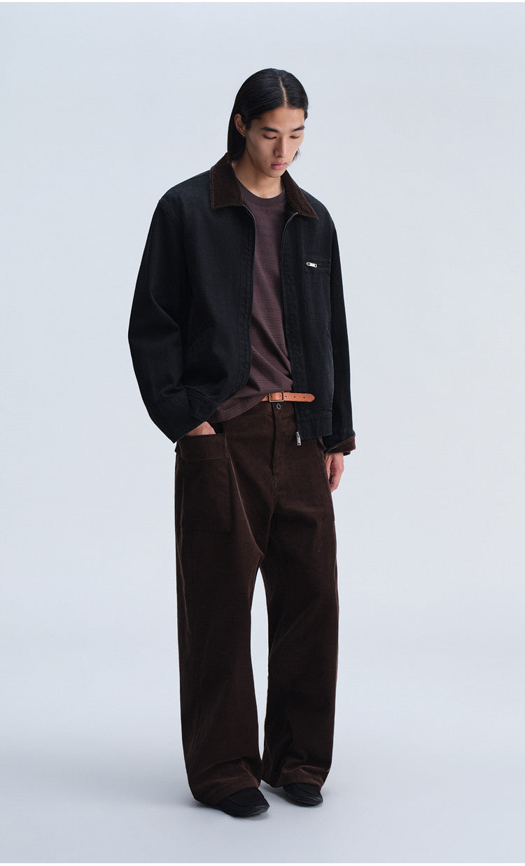 Wash-Finish Casual Pants with Flap Pockets