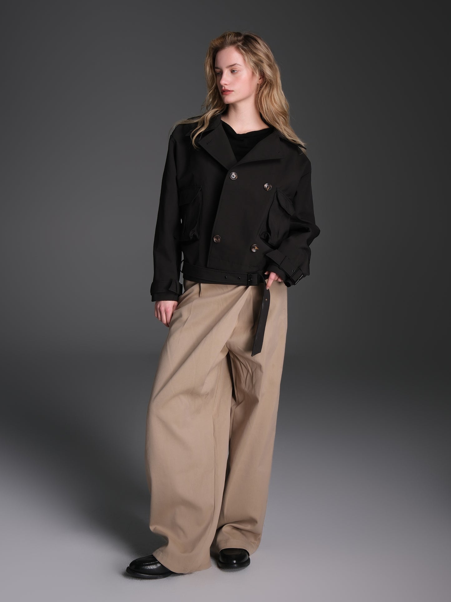 Short wide trench coat