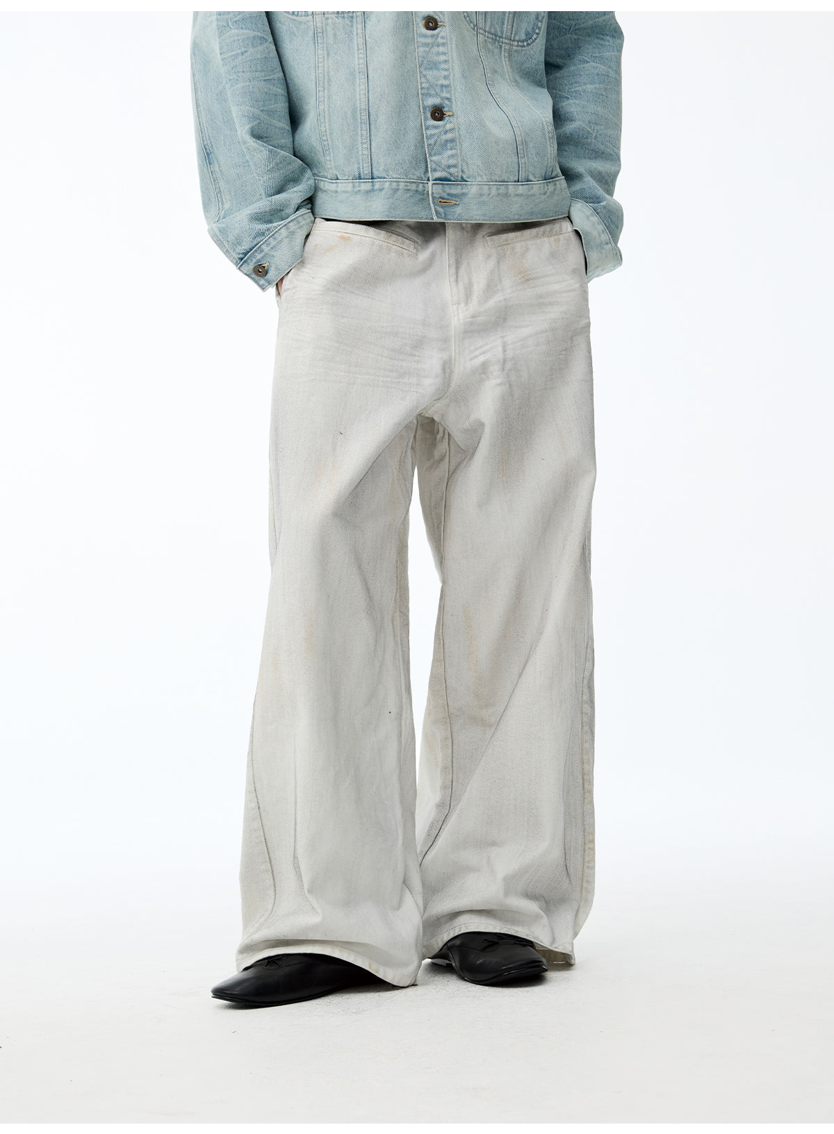 Heavy-weight washed denim pants