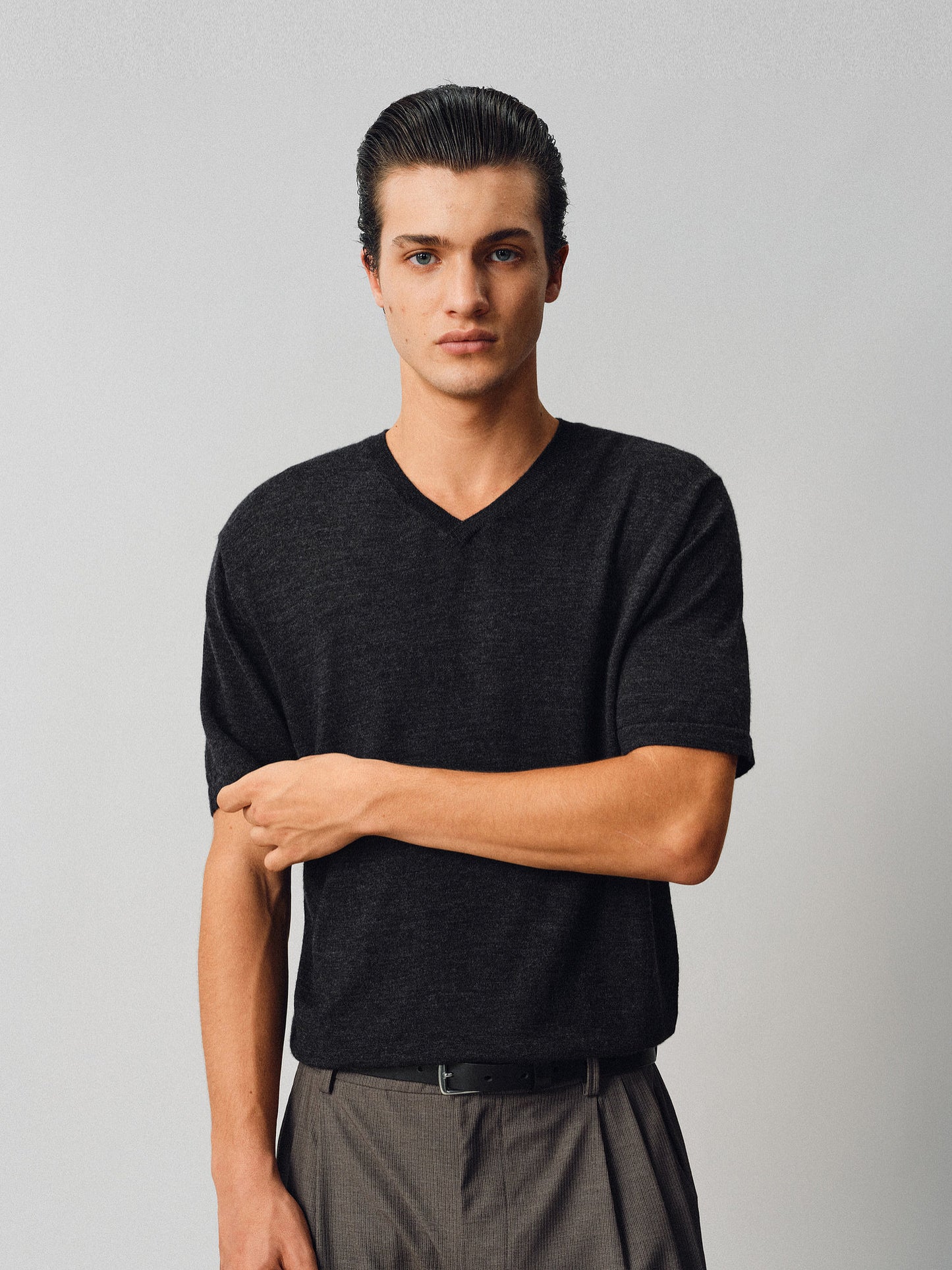 V-neck Wool Knit Shirt