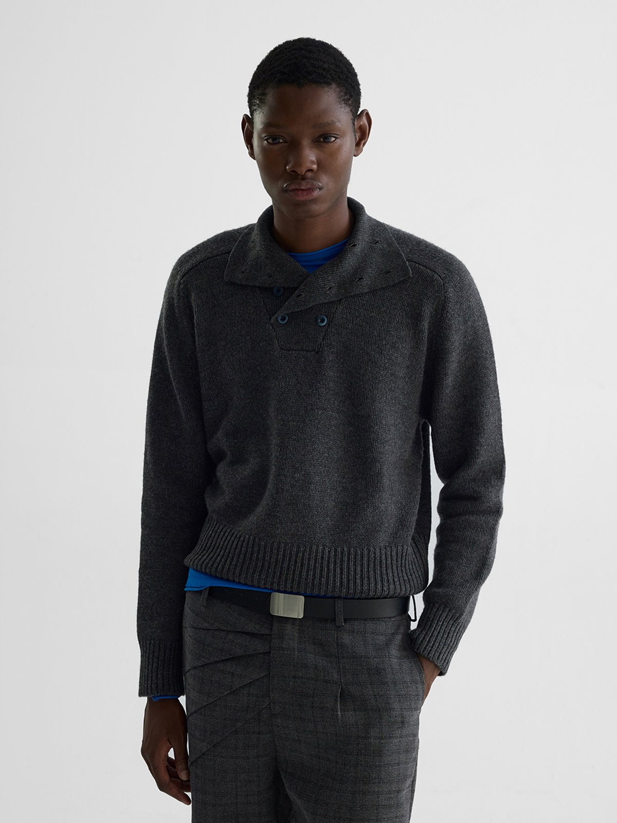 Wool Sweater with a Stand-Up Collar