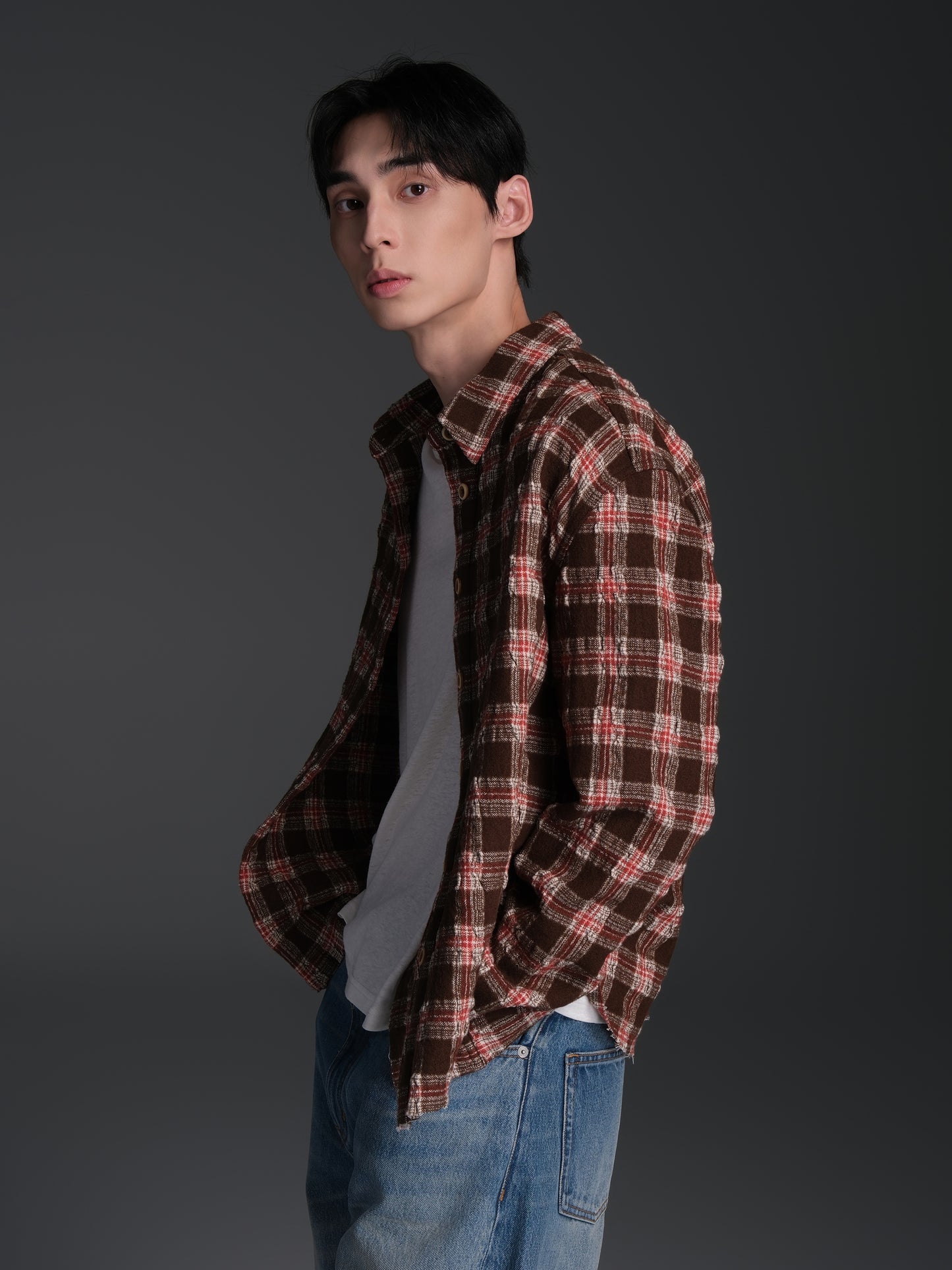 Pleated Check Shirt