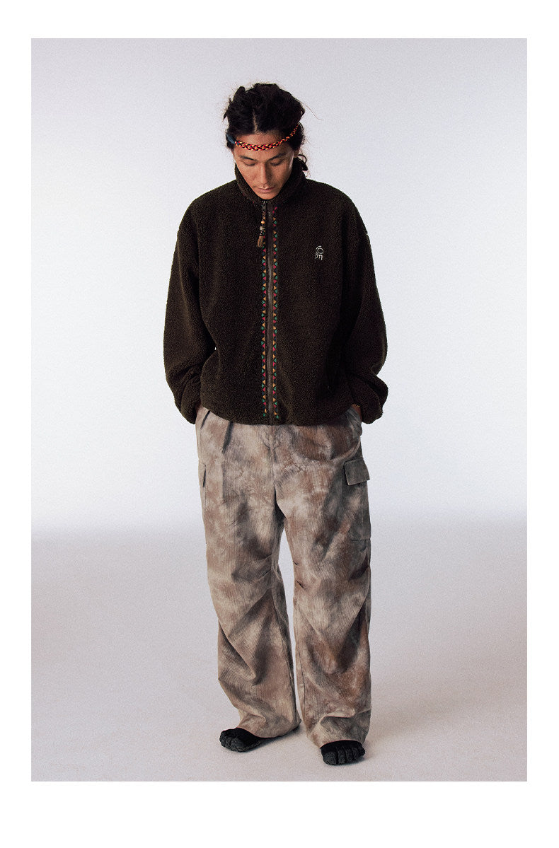 Hand-Knitted Fleece Beaded Jacket