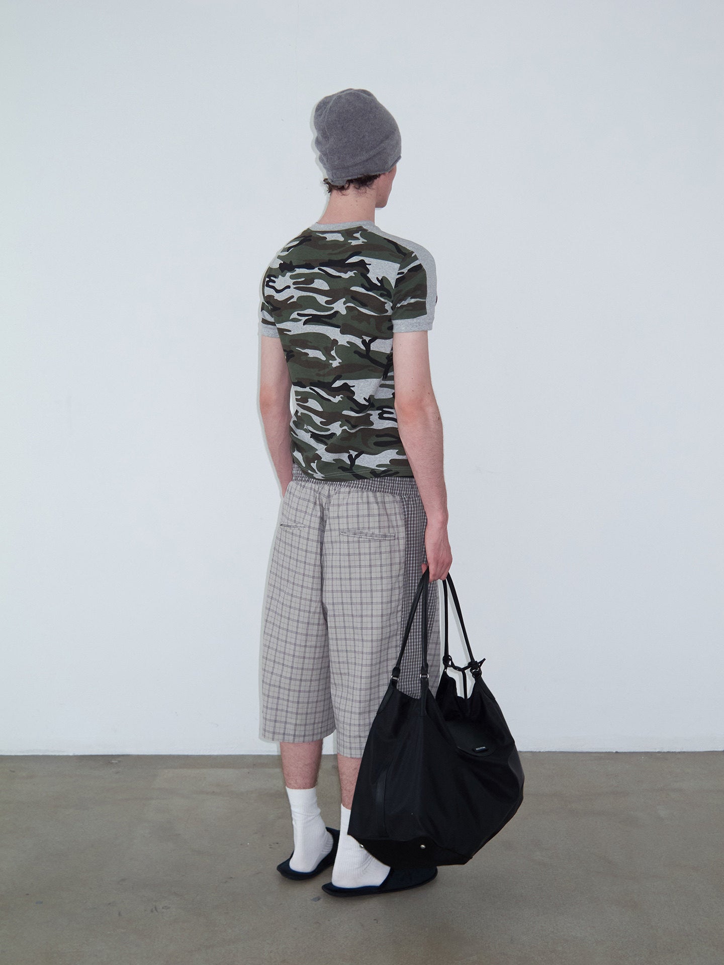 Checkered Patchwork Color-Block Shorts
