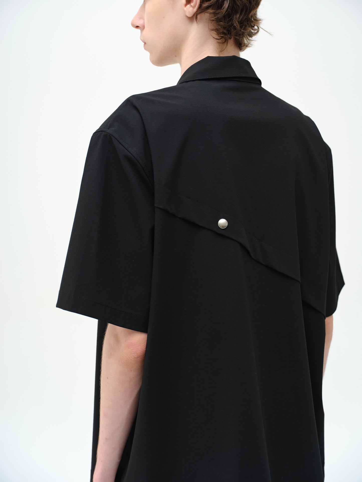 Loose-fit Asymmetrical Snap-Button Shirt