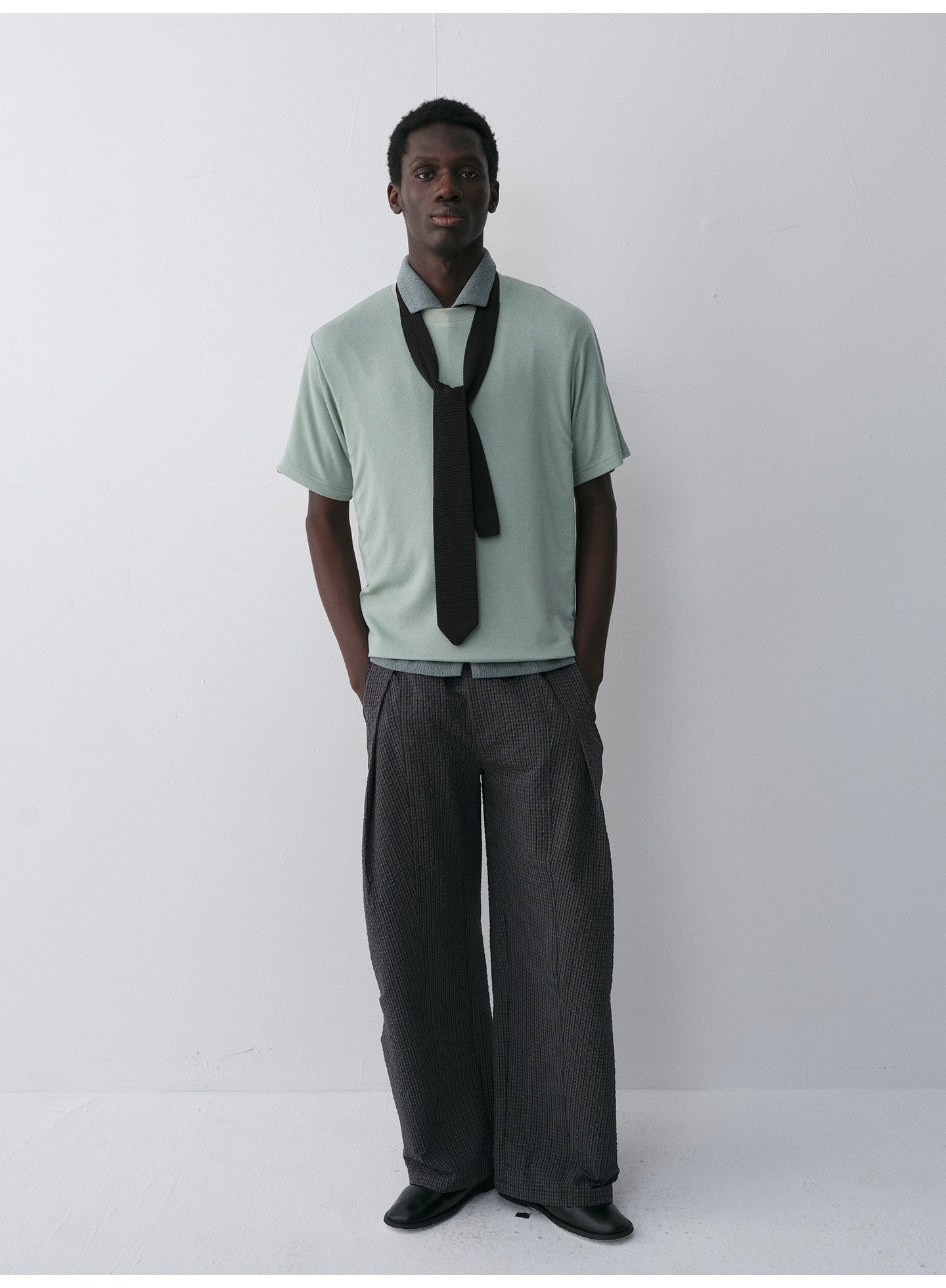 Tencel & Wool Blend Crew Neck T-Shirt