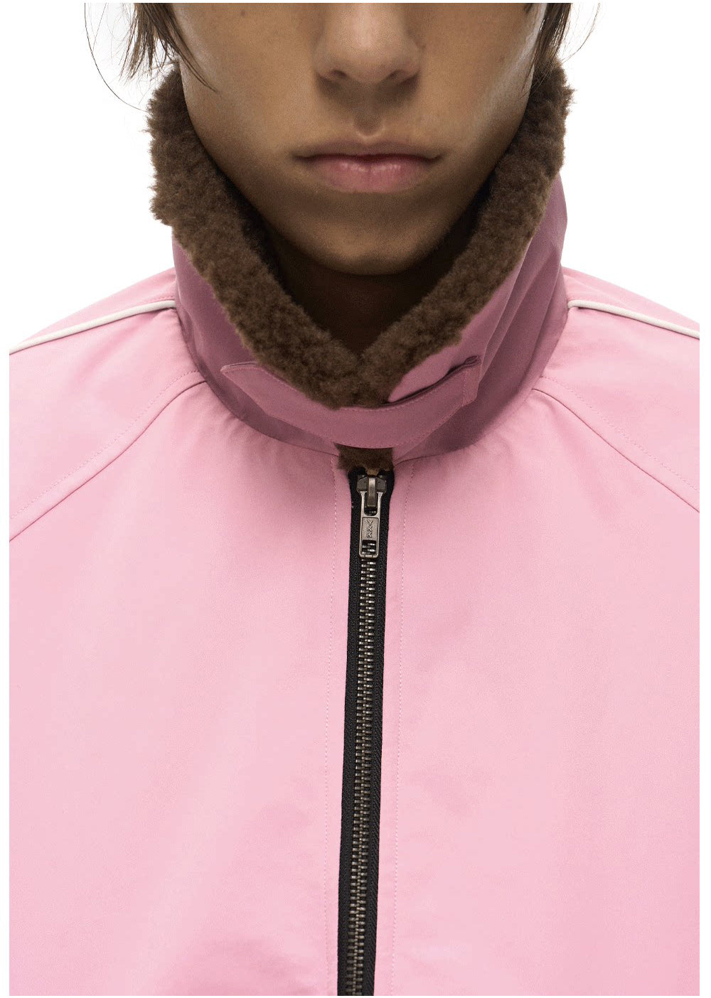 Lambswool Lapel Contrast-Color Sports Jacket