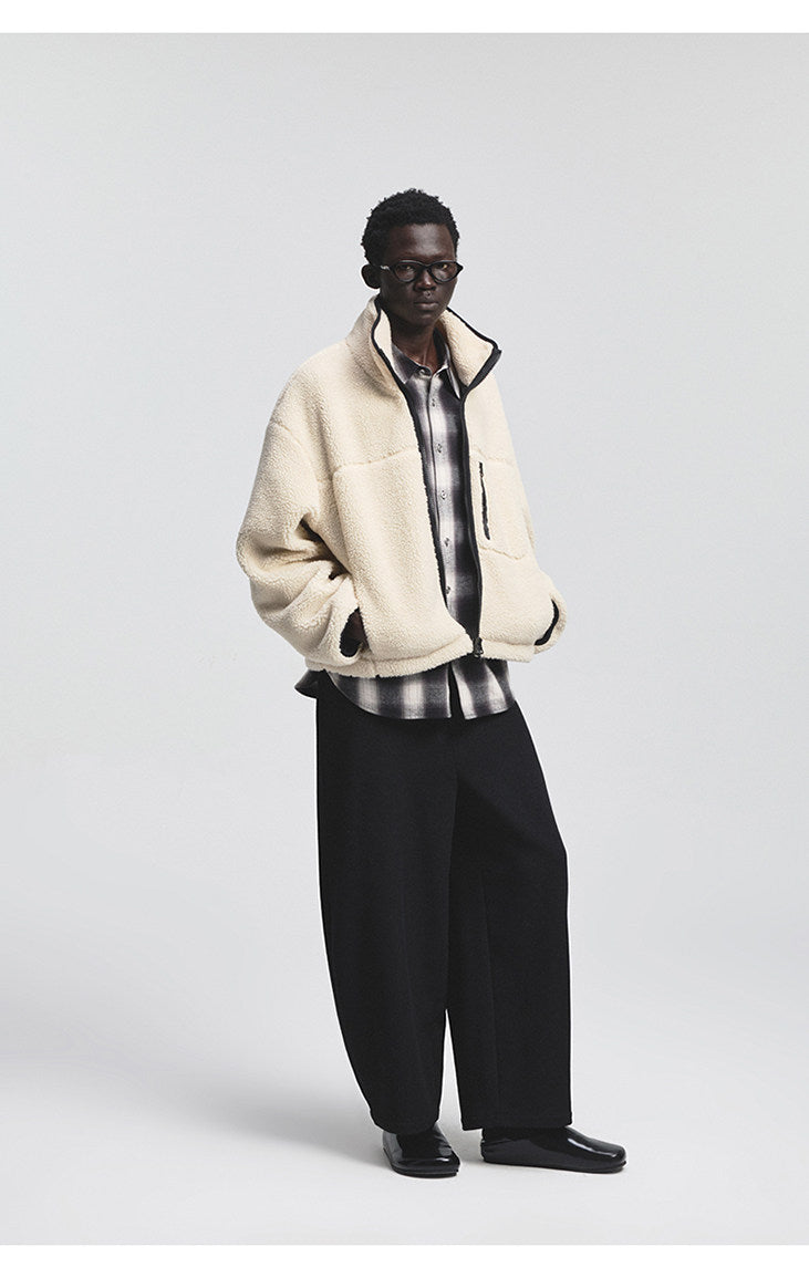 Multi-Pocket Short Fleece Jacket