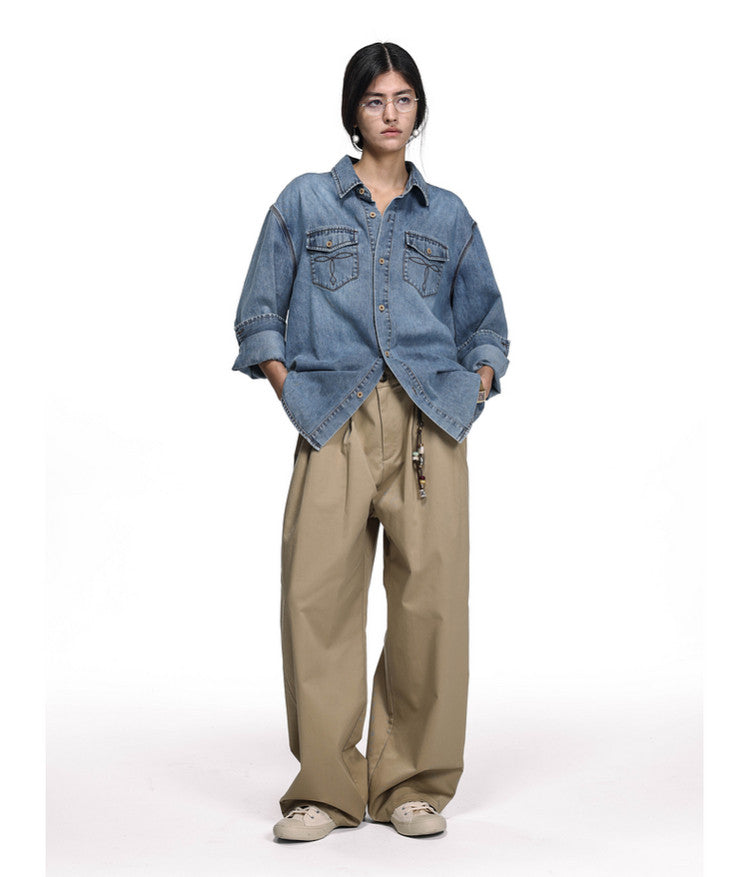 High-Quality Washed Denim Shirt