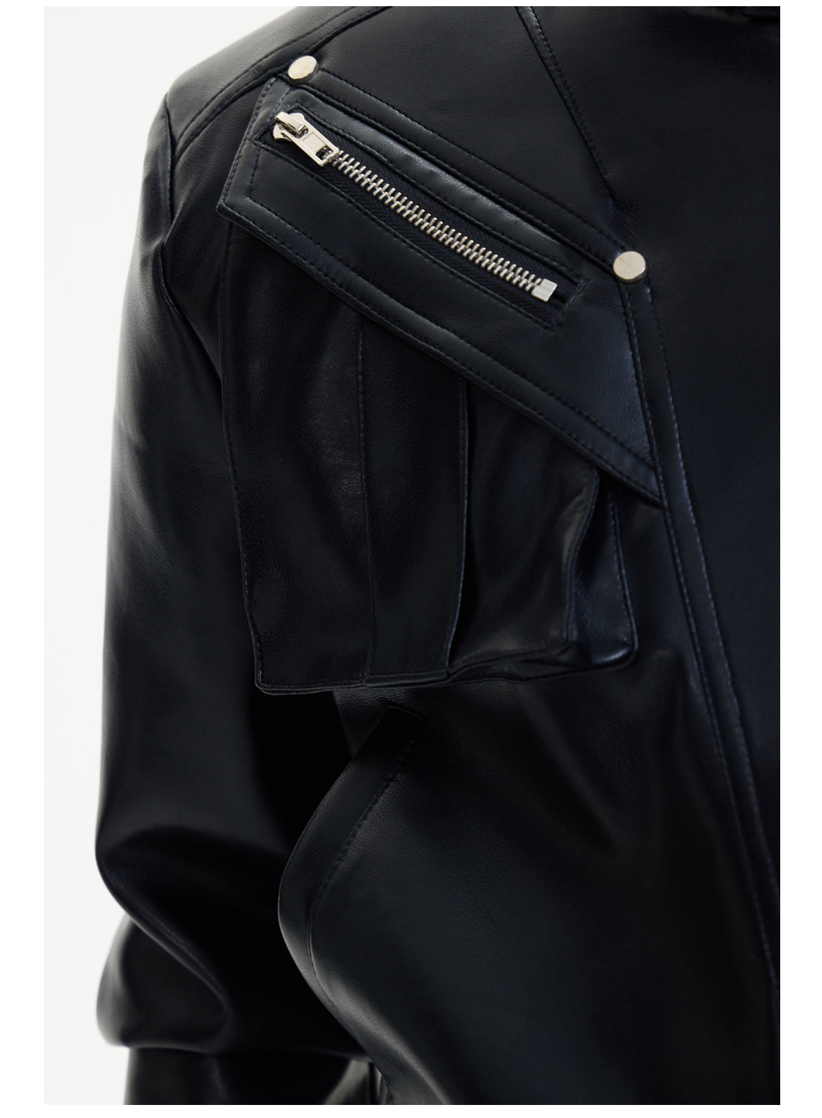 Shoulder Padded Leather Jacket