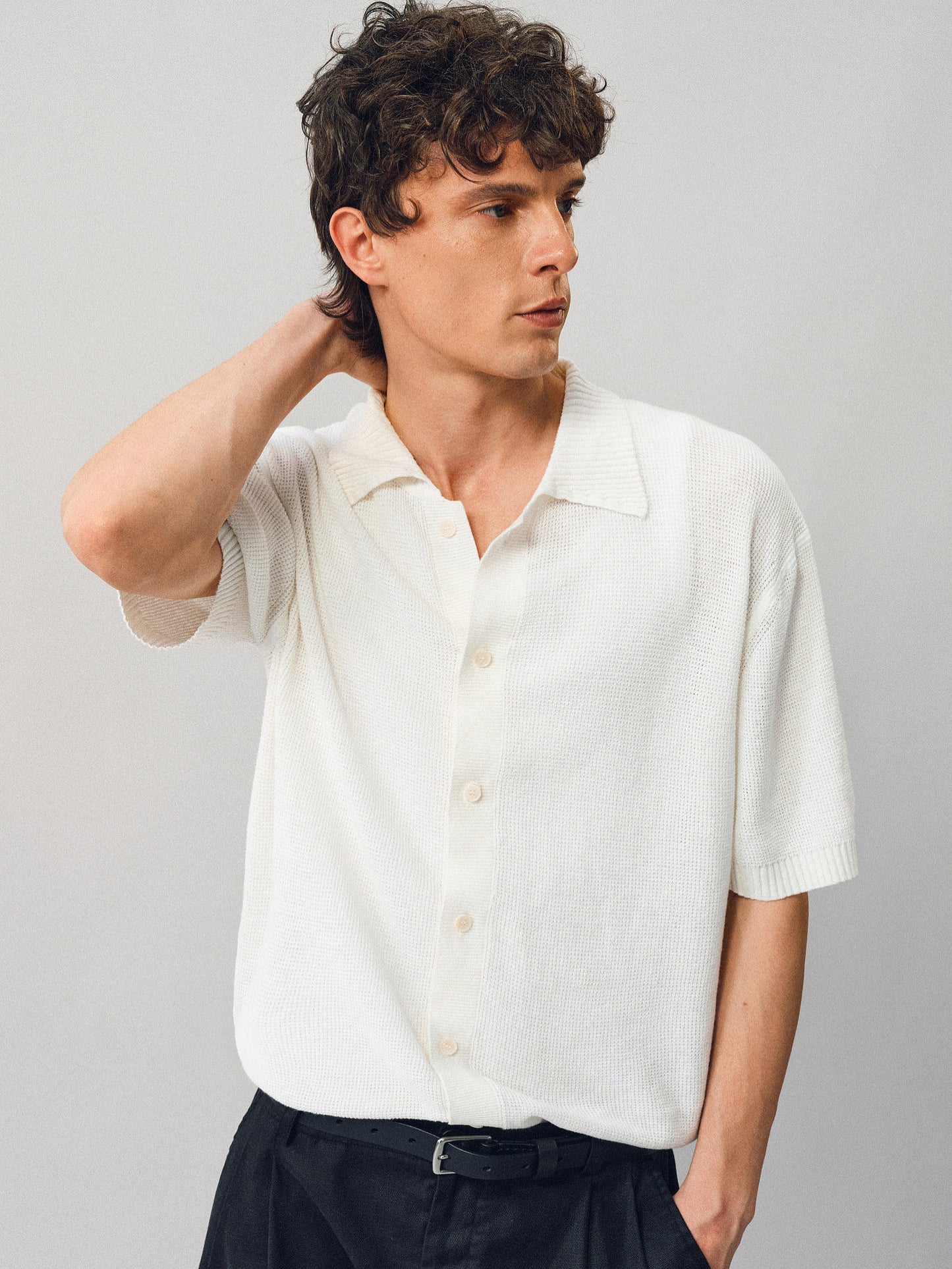 Textured Linen-Cotton Blend Shirt